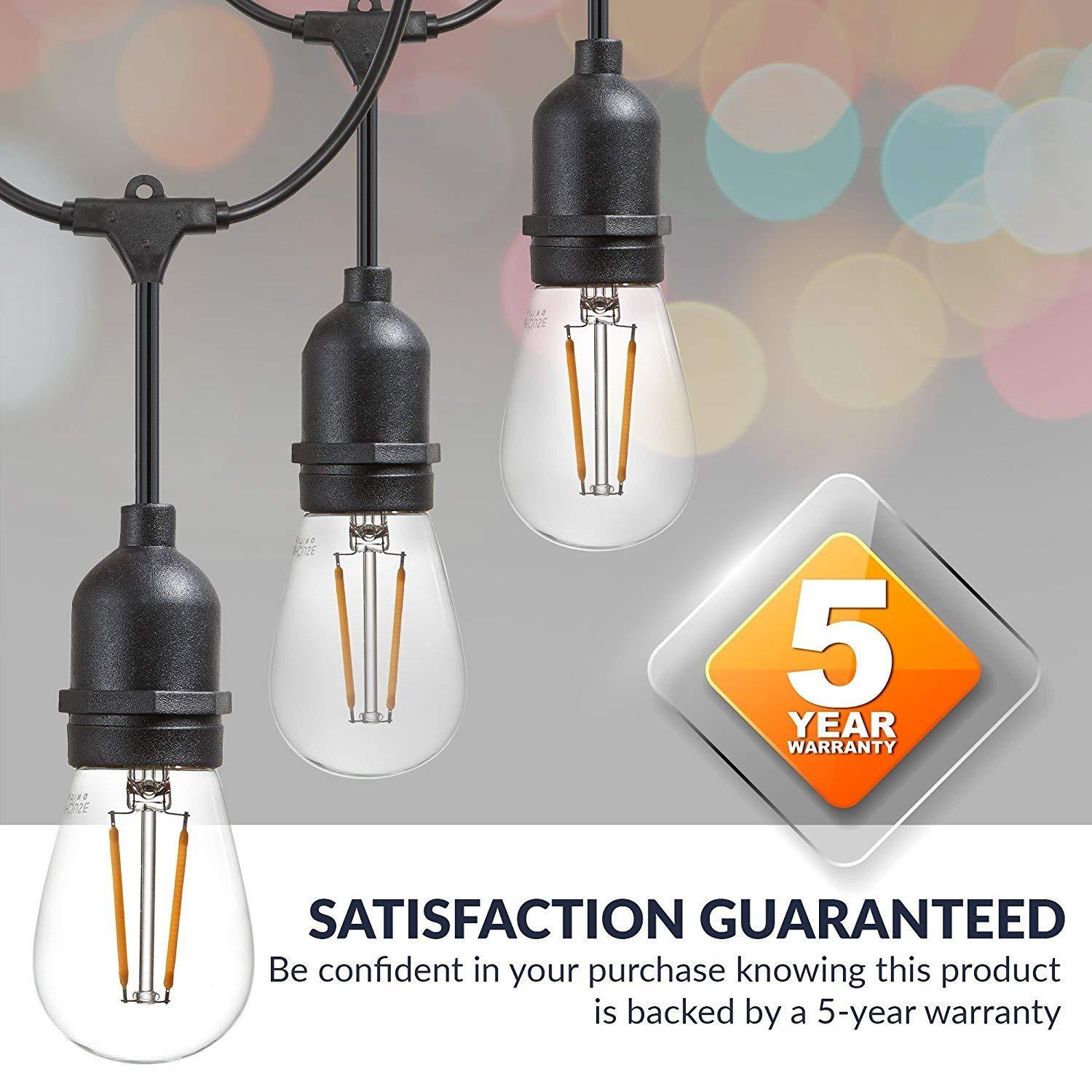 Newhouse Lighting LED String Lights with Weatherproof Technology, Dimmable with Wireless Remote Control, 48ft and 16 (15+1 free) LED Light Bulbs Included, Black (CSTRINGLEDDIM)