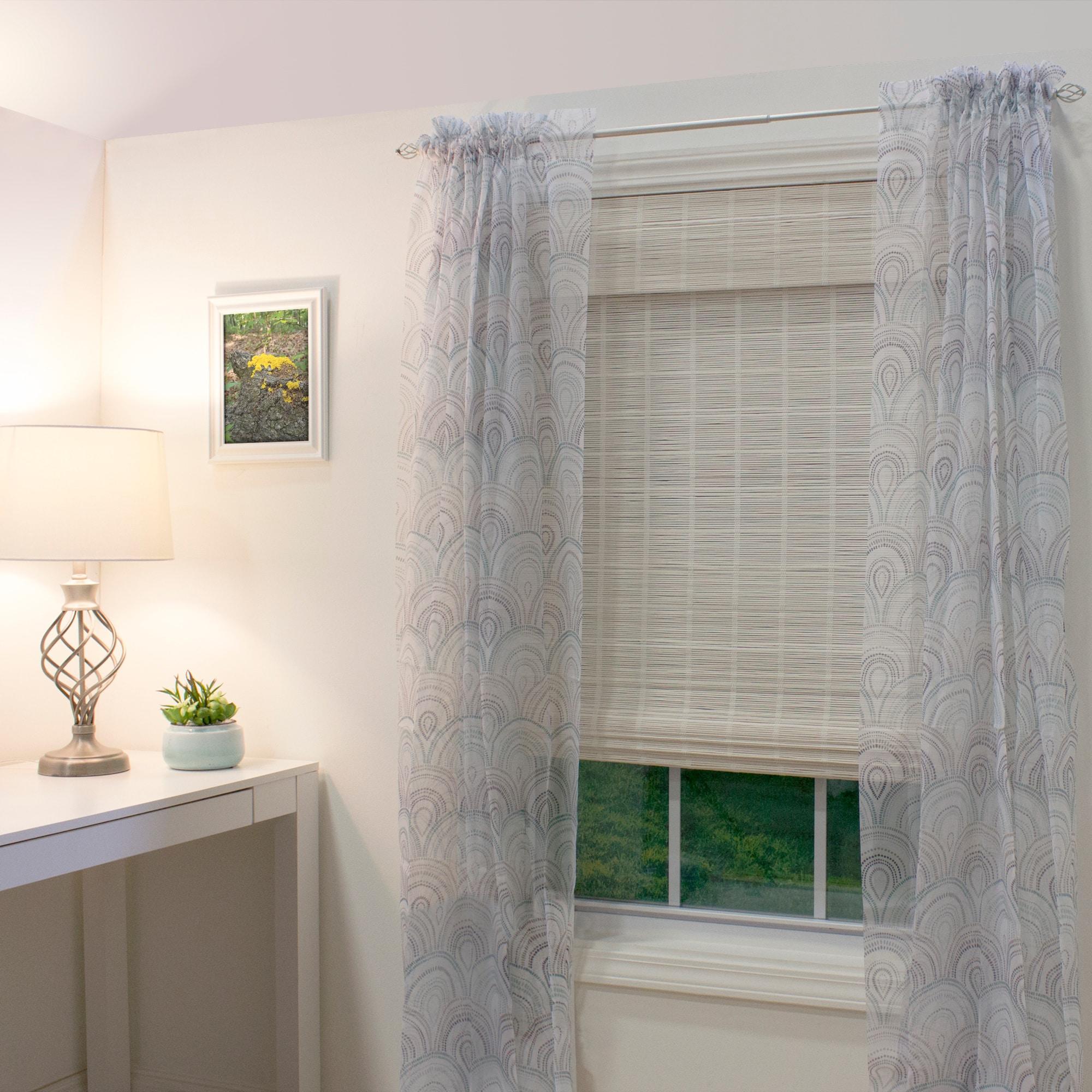 Radiance Brooklyn 23-in Cordless White Distressed Bamboo Roman Shade