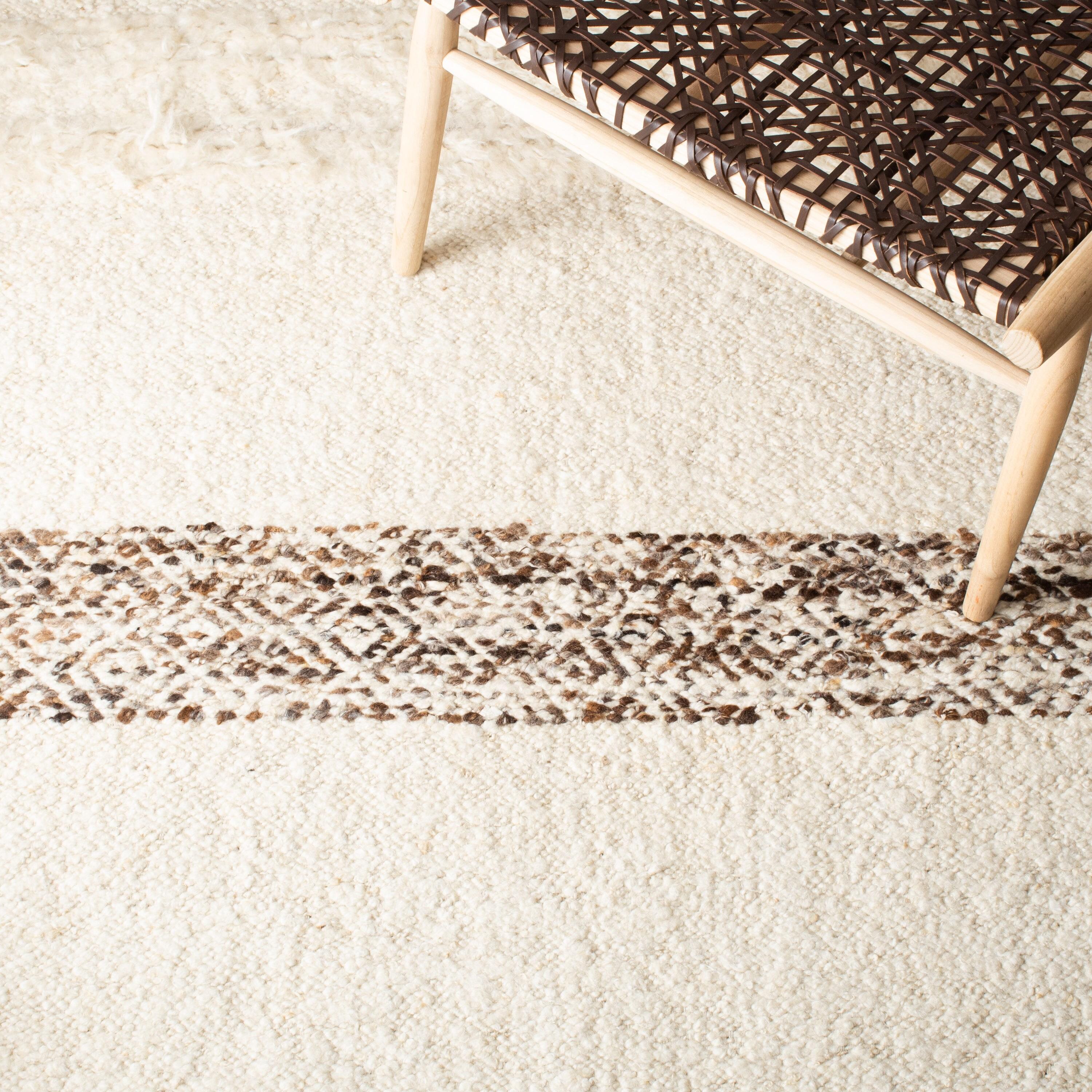 Red Barrel Studio® Natura Hand Woven Wool/Cotton Rug in Brown/Ivory