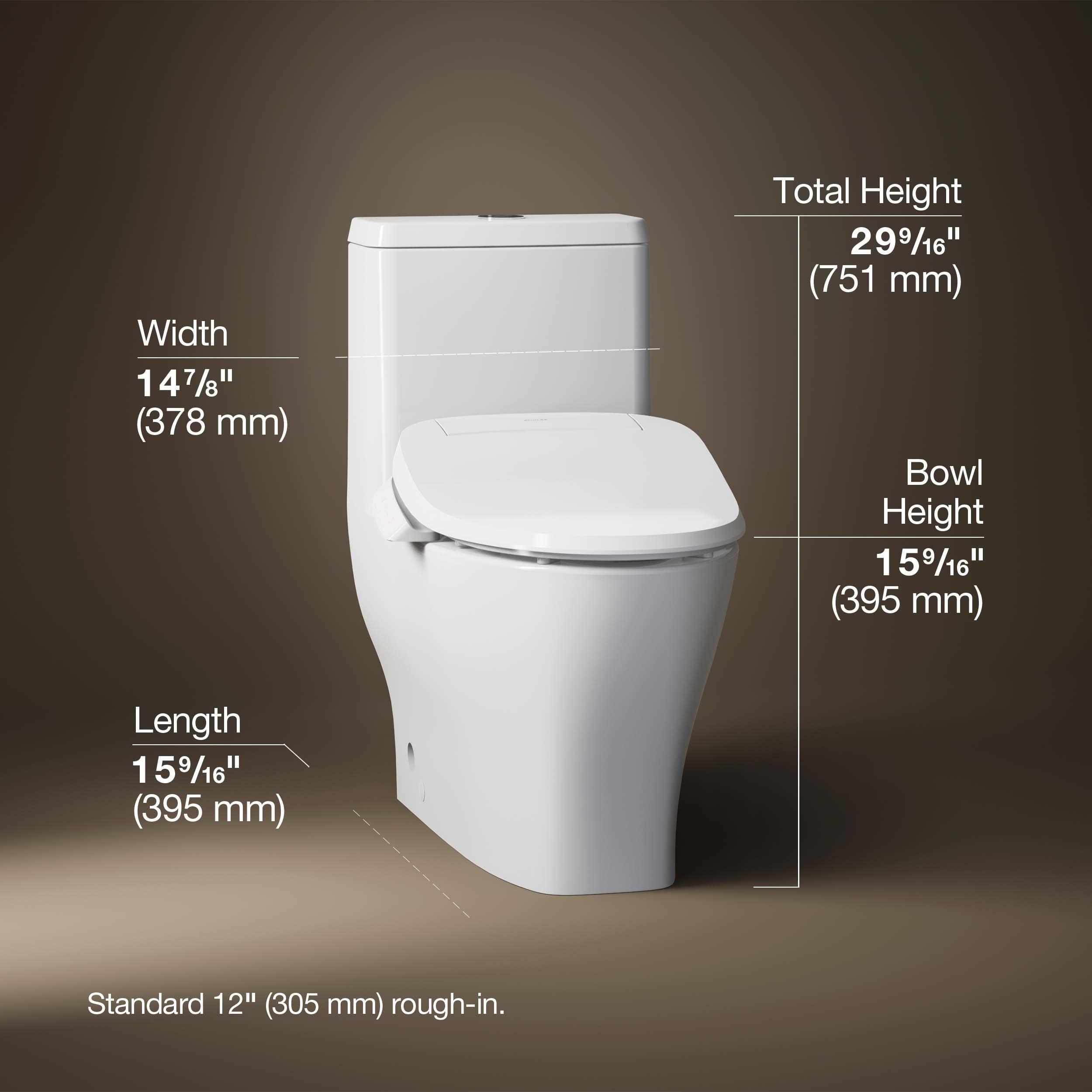 Kohler Spacity One-Piece Compact Elongated Toilet With Skirted Trapway, 1.28 Gpf K28020-0