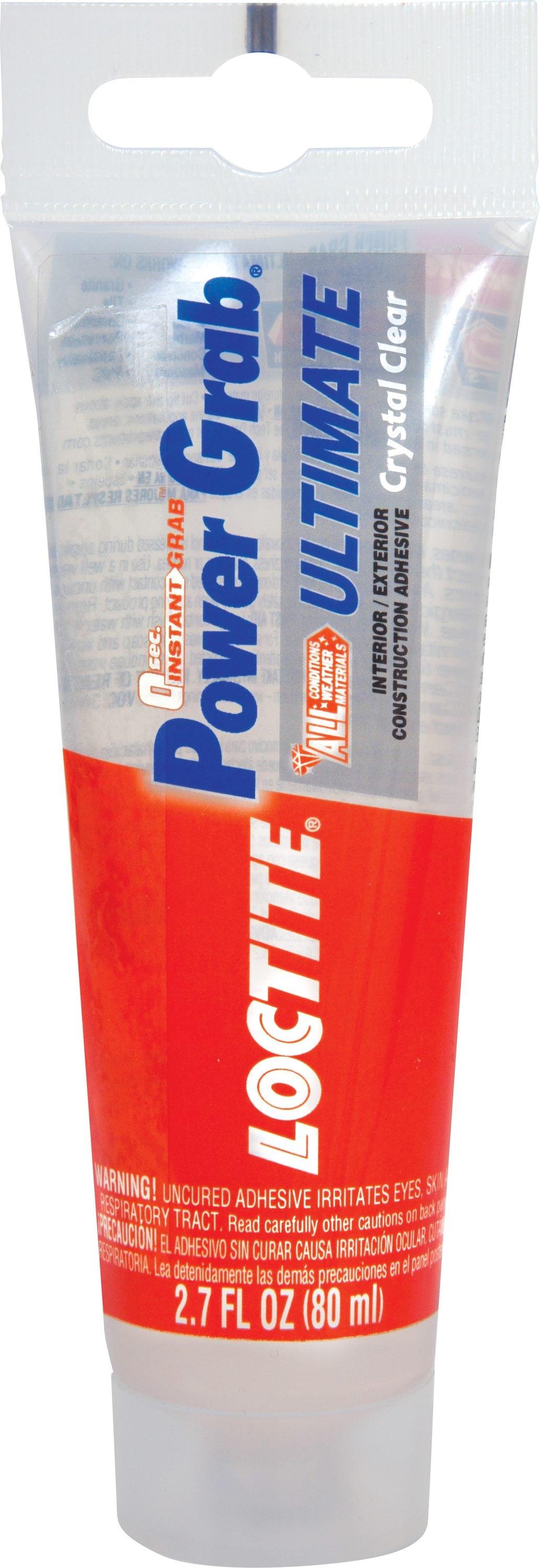 Loctite Power Grab Construction Adhesive Ultimate Crystal Clear, Pack of 1, Clear 2.7 fl oz Tube