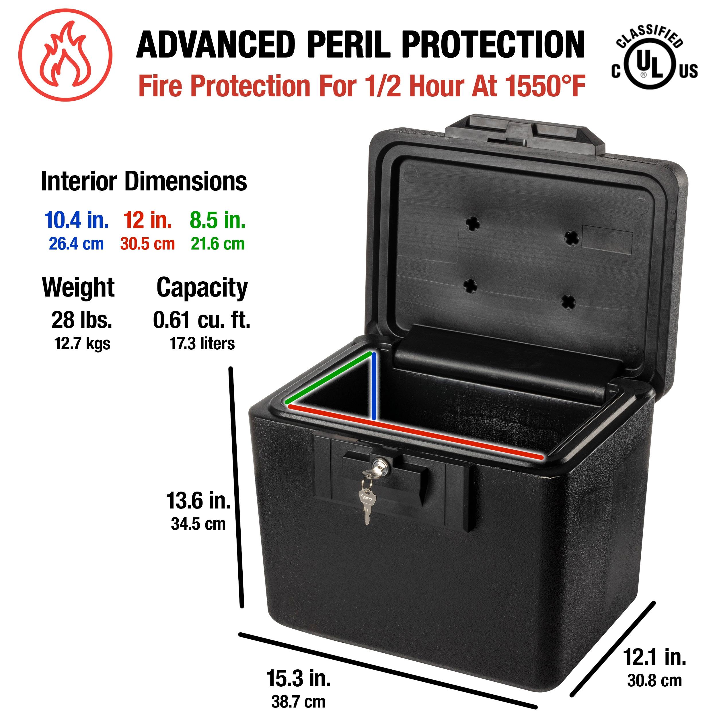 BEACHWATER POOL & SPA, LLC Fireproof Document Box With Key Lock, Safe Secures Files And Documents For Home Or Office