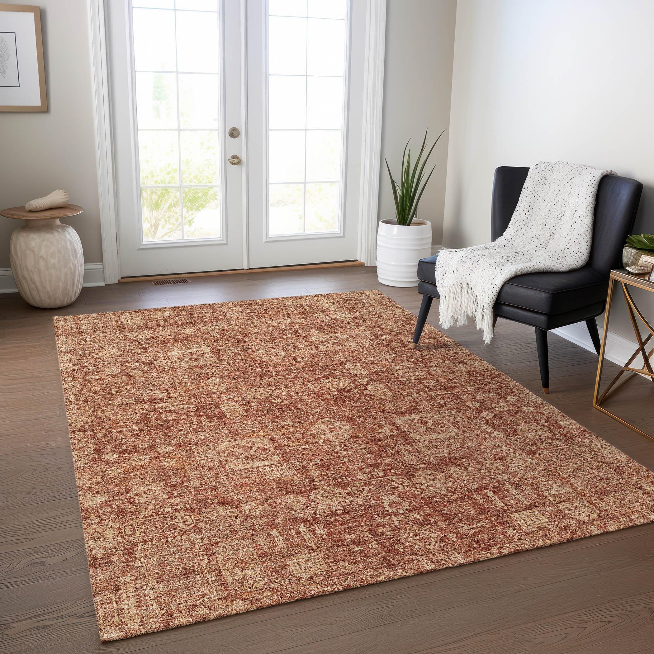 Paprika Flat Woven Synthetic Rectangular Area Rug 3' x 5'