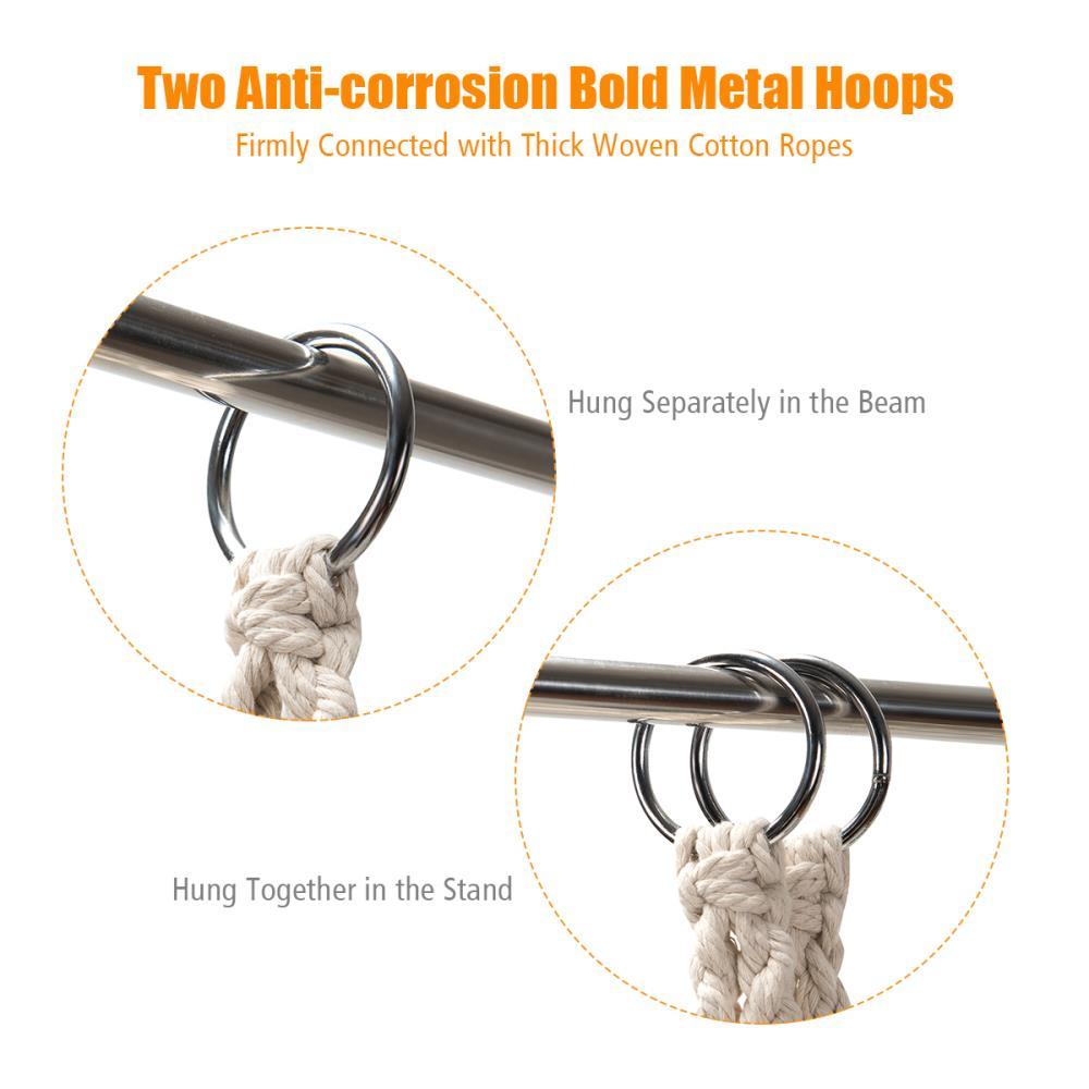 Costway Hanging Hammock Chair Macrame Swing Handwoven Cotton Backrest Garden