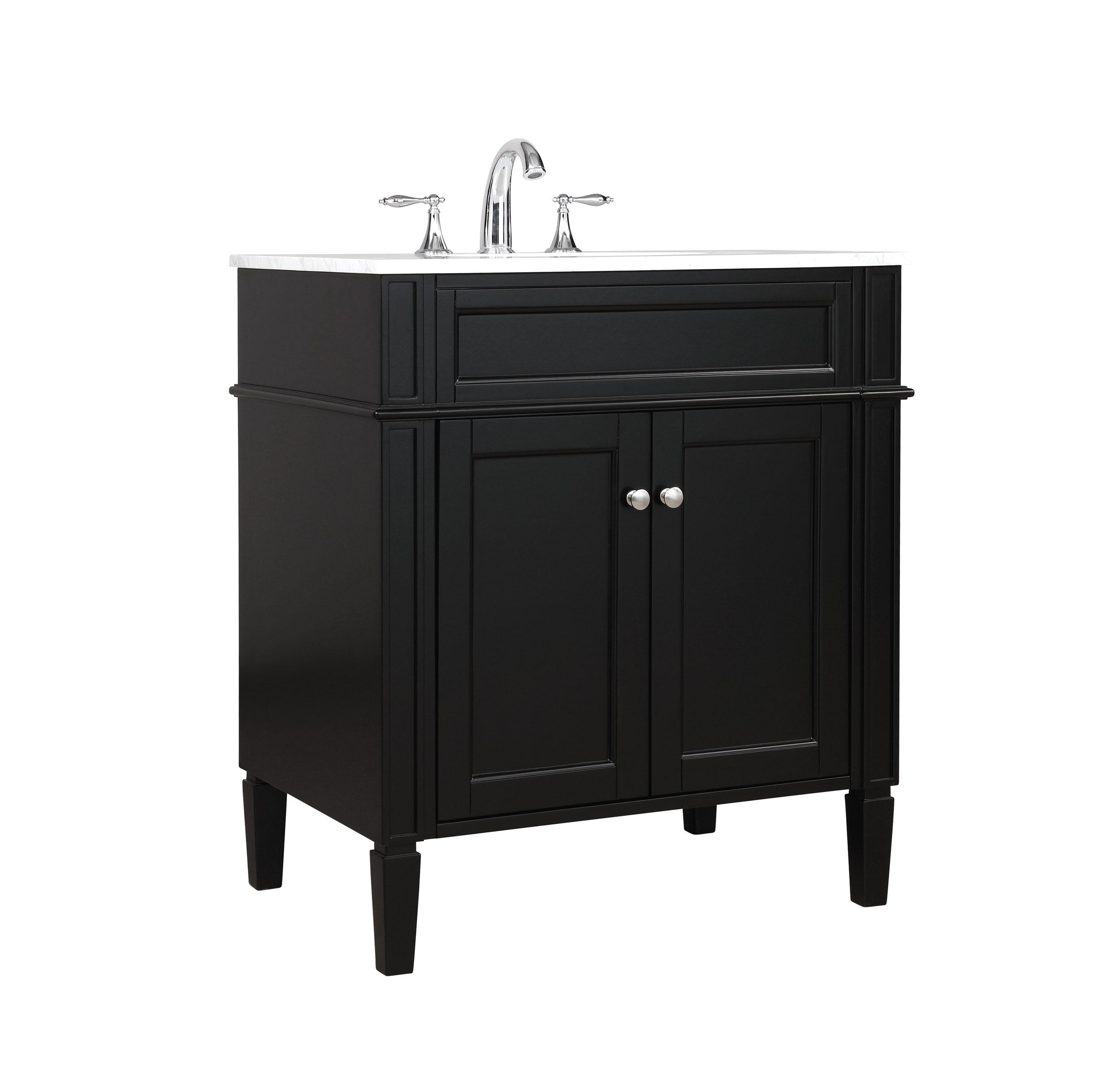 Elegant Decor Park Avenue 30" Solid Wood & Metal Single Bathroom Vanity in Black