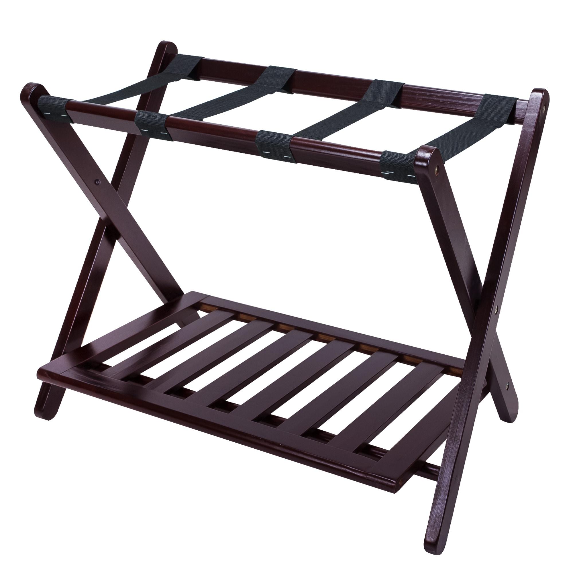 Casual Home Luggage Rack with Shelf-Espresso