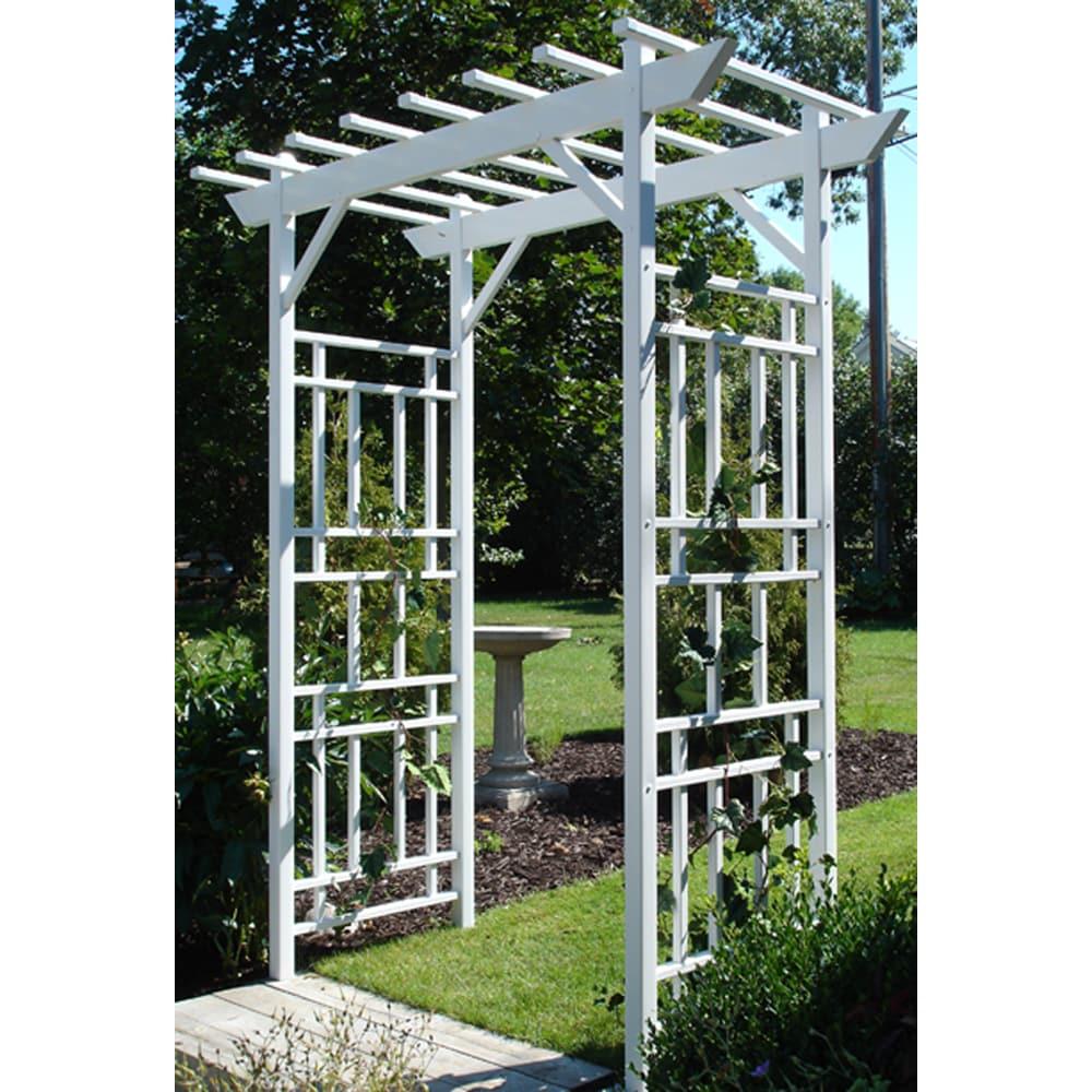 Dura-Trel Inc Dura-Trel Wellington Arbor 72" x 85" Outdoor Garden Arch Lattice Trellis, White