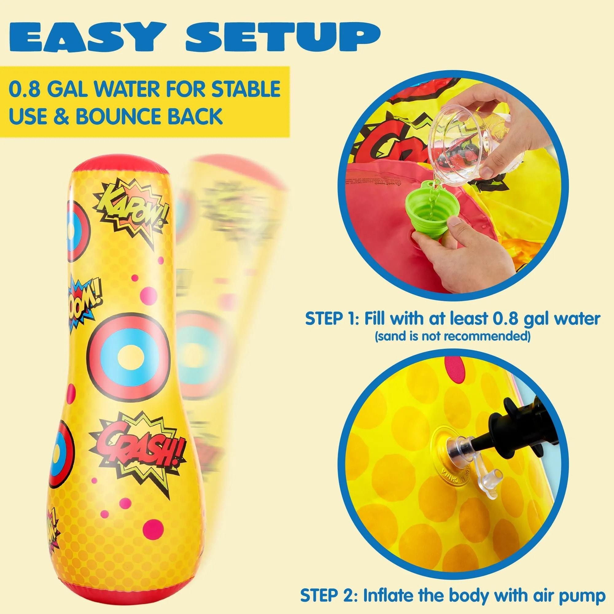 Joyfy 2 Pack Punching Bag for Kids,47 Inches Double-sided Inflatable Bop Bag With Bounce-back Action for Toddler