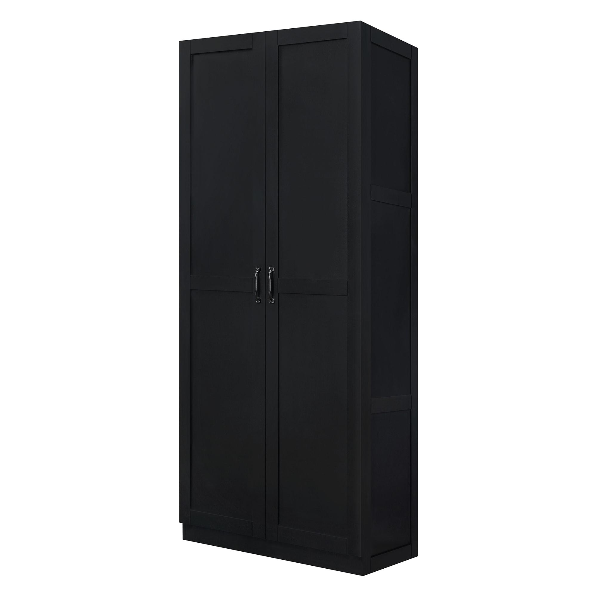 Hopkins Modern 4 Shelf Storage Closet Black - Manhattan Comfort: MDF, European Hinges, 71" High