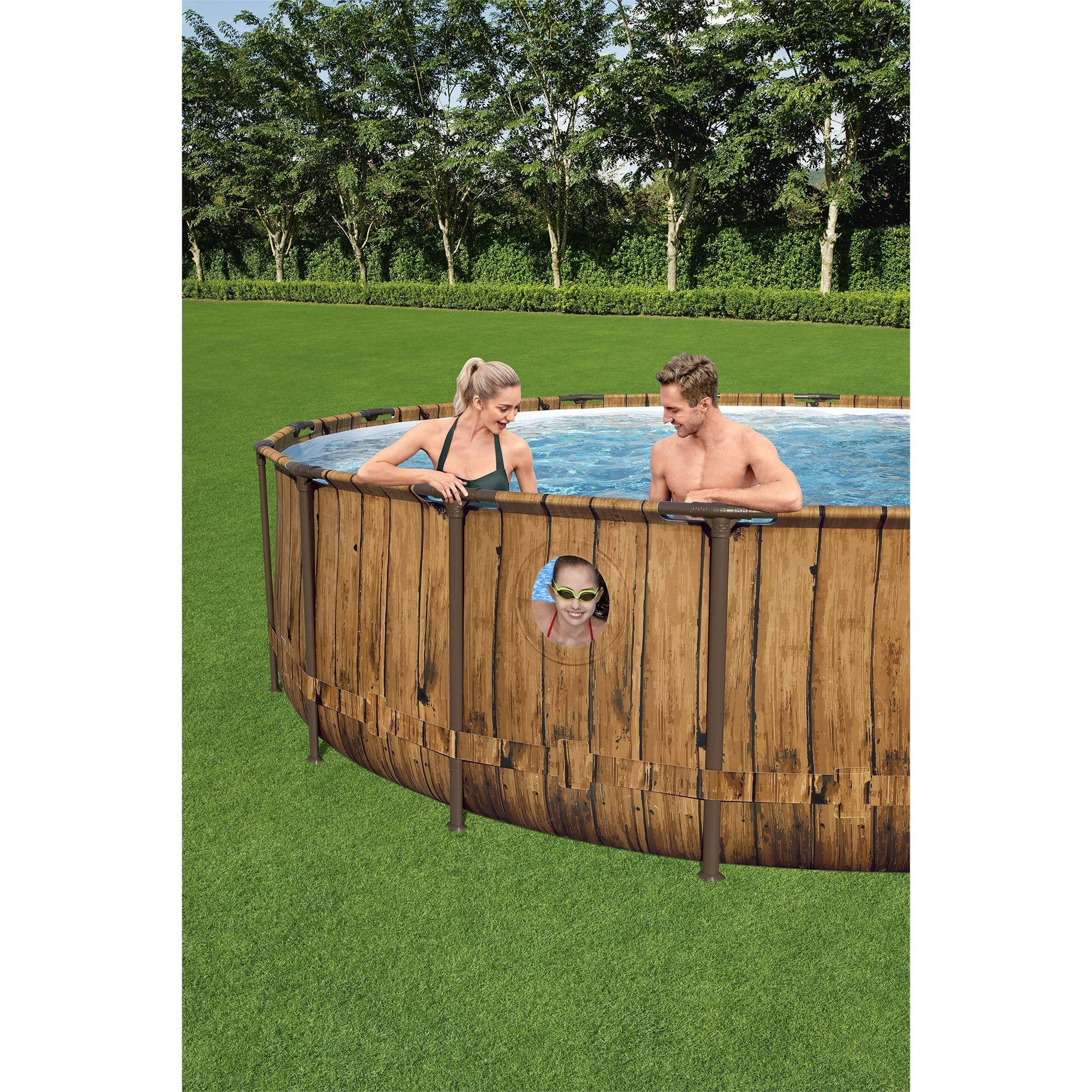 Bestway 16-ft x 16-ft x 48-in Metal frame Round Above-Ground Pool with Filter Pump with Ground Cloth with Pool Cover with Ladder
