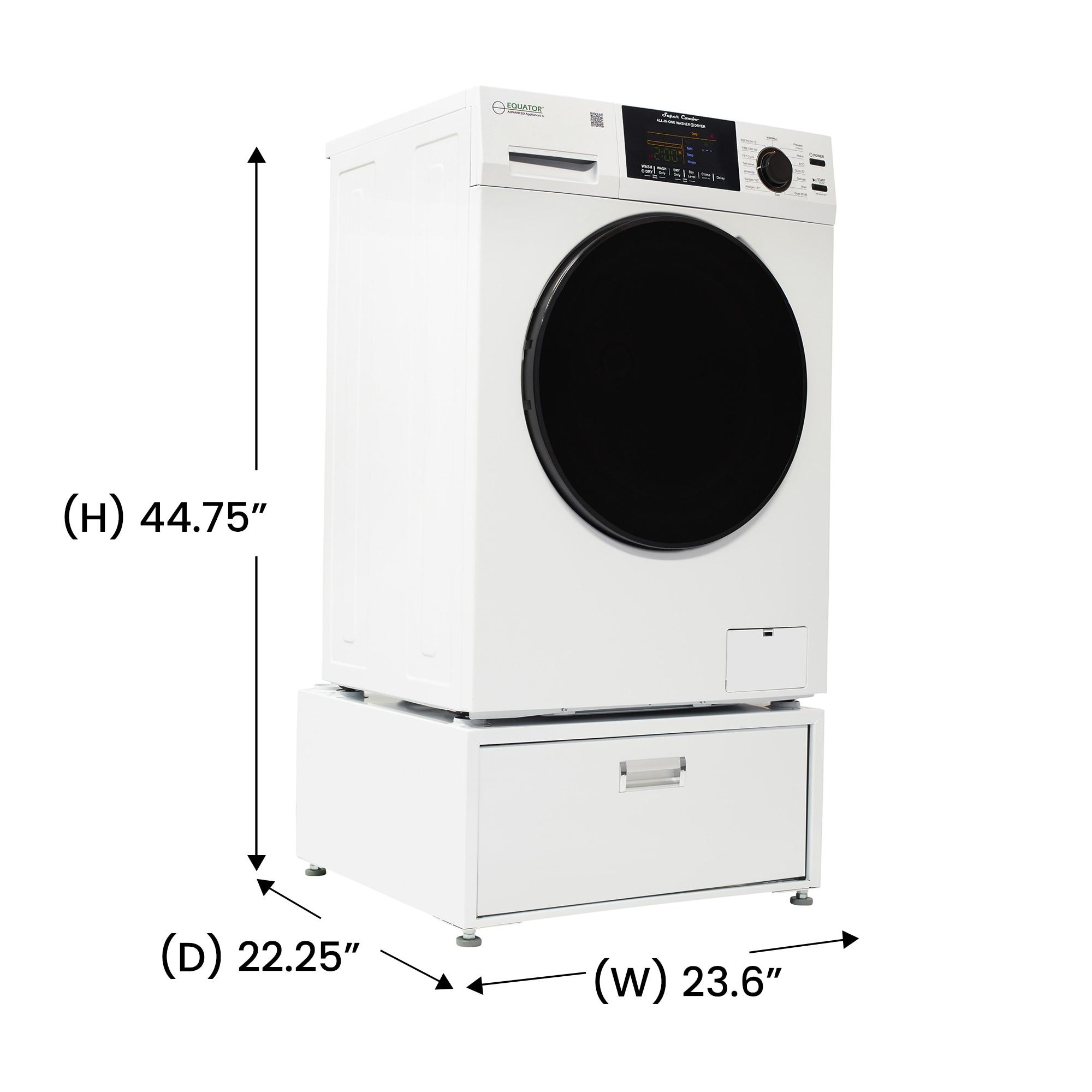 Equator Advanced Appliances Equator All-in-one Washer Dryer Ventless FULLY BUILTIN 0-CLEARANCE 1.62cf/15lbs 110V 1400RPM + Pedestal EZ 4700 C + PDL 4455 White