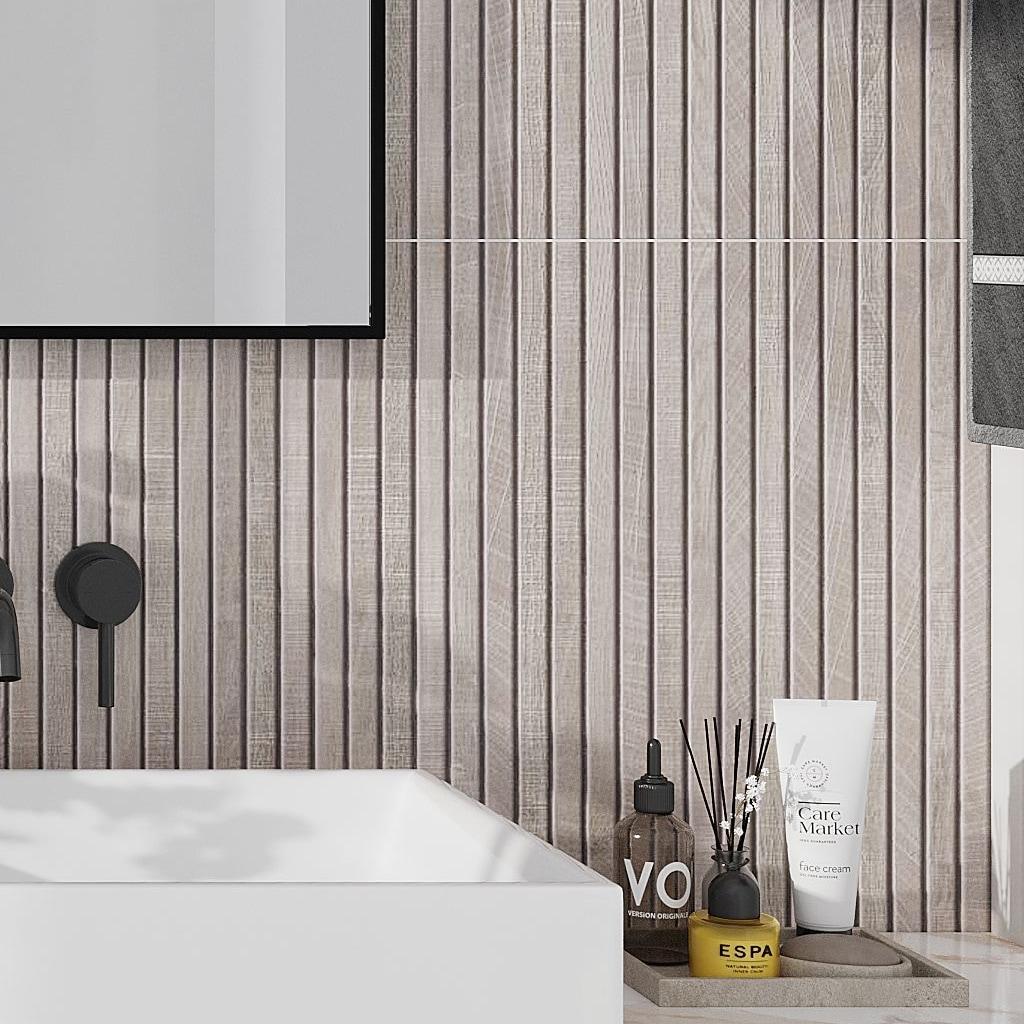 Apollo Tile Bois Ribbon 23.77" x 47.25" Matte Natural Porcelain Deco Wall and Floor Tile 15.49 sqft/case 2-pack