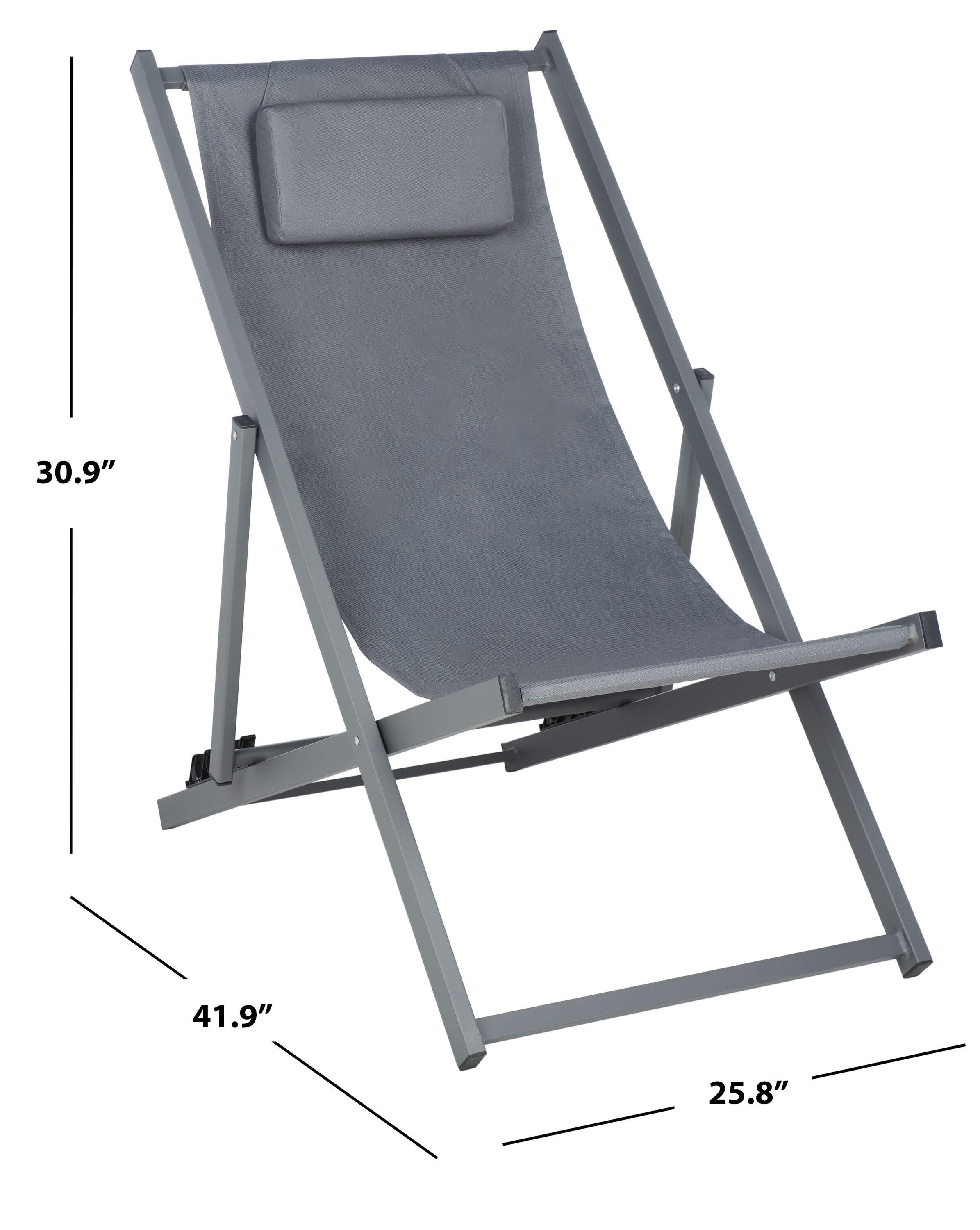 Camlin Grey Aluminum Frame Adjustable Folding Sling Chair Set of 2