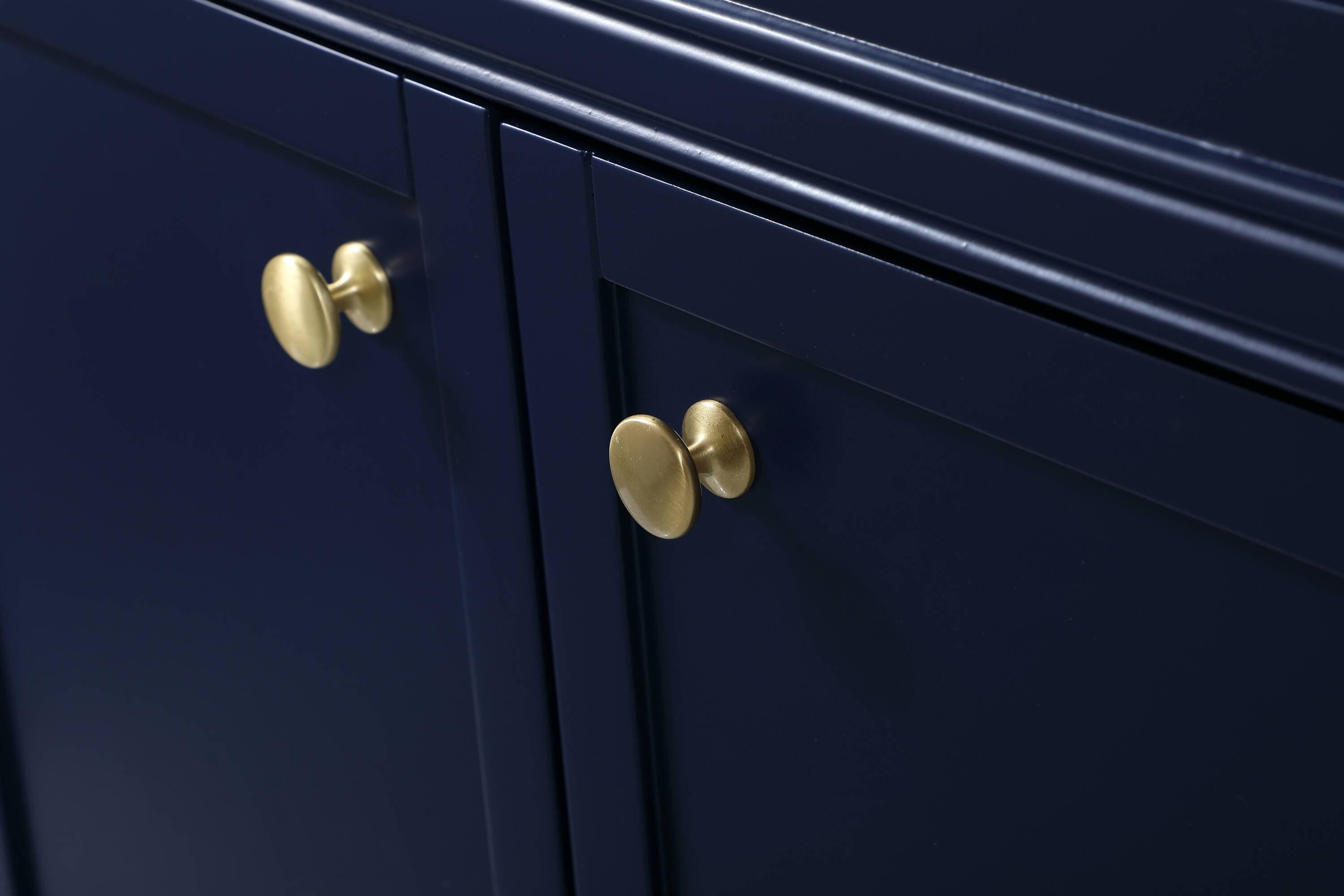 Elegant Decor Americana 72" Metal MDF Marble Double Bathroom Vanity in Blue