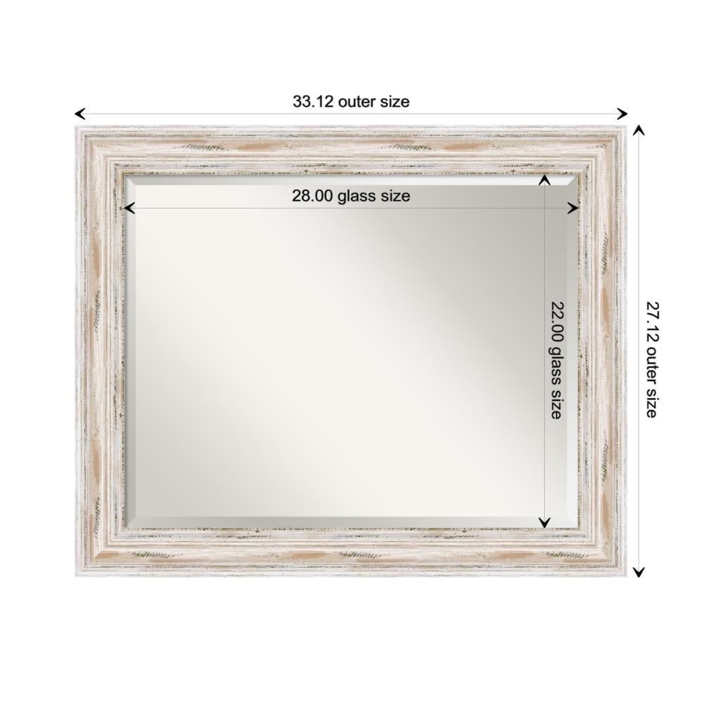 33" x 27" Alexandria White Wash Framed Wall Mirror - Amanti Art: Beveled, No Assembly Required