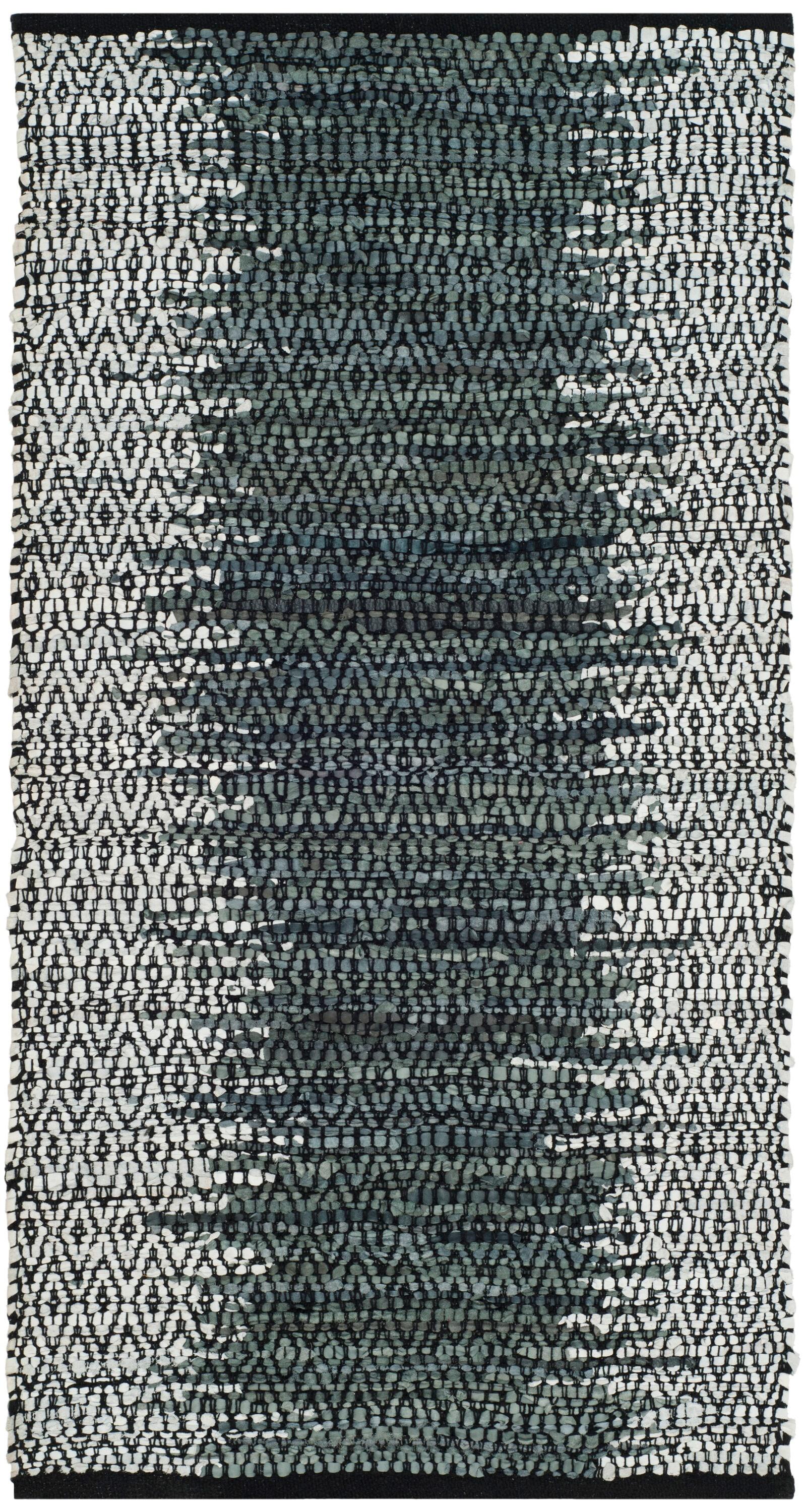 Vintage Leather VTL389 Hand Woven Indoor Accent Rug - Light Grey/Charcoal - 2'3"x4' - Safavieh.