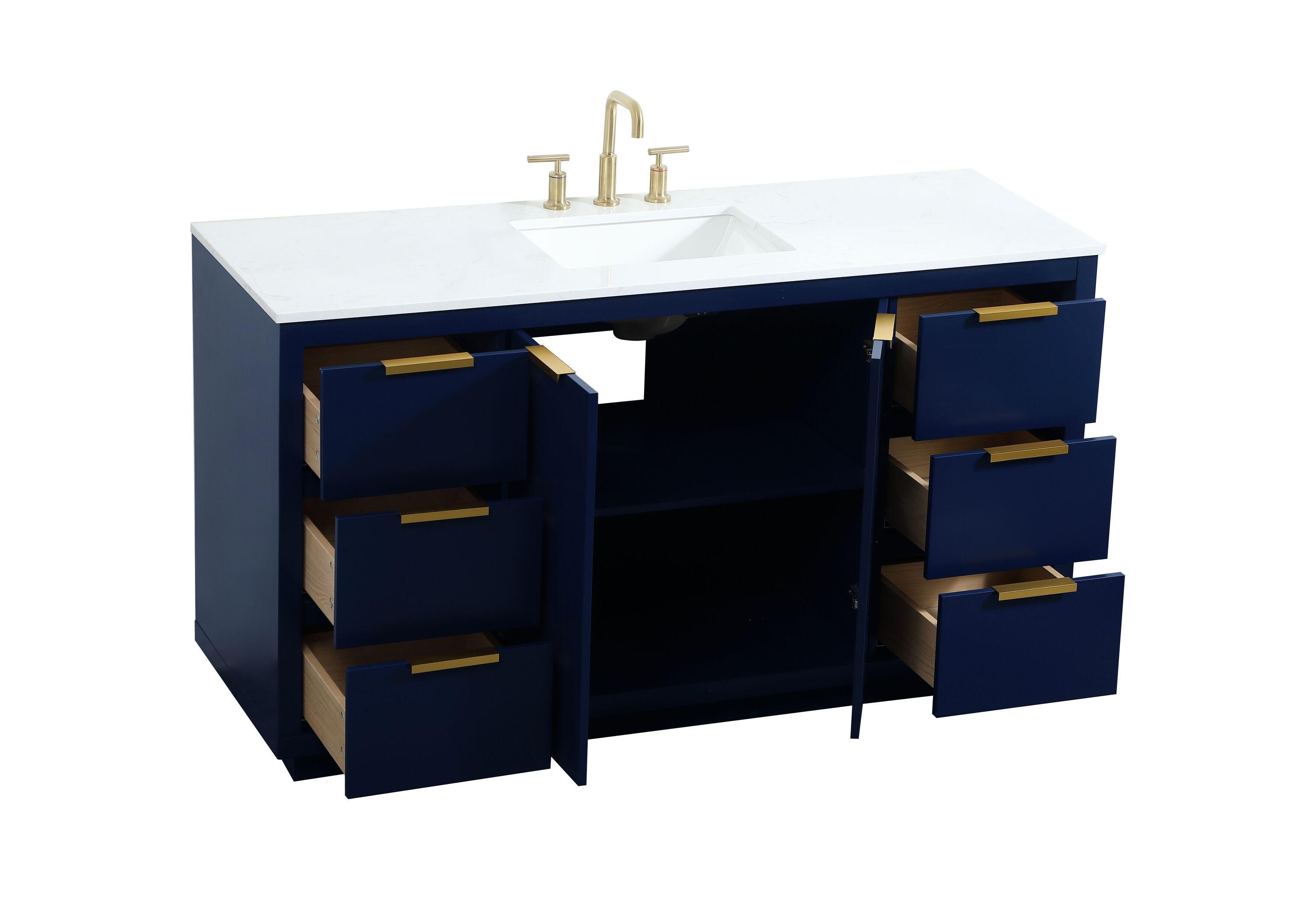Elegant Decor Blake 60" Aluminum Alloy MDF Single Bathroom Vanity in Blue