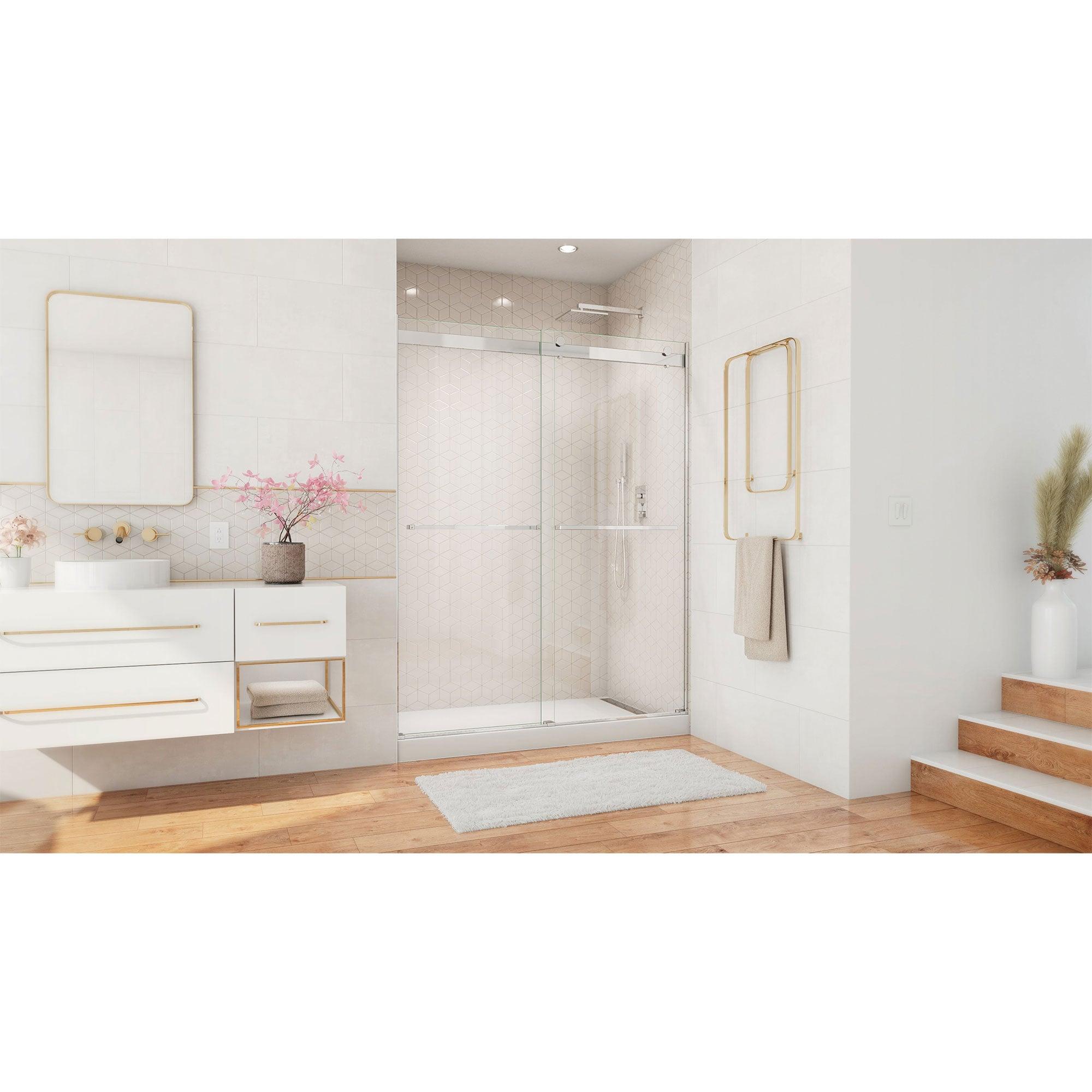 Essence 56" W x 60" W x 76" H Bypass Semi-Frameless Shower Door with Clearmax™ Technology