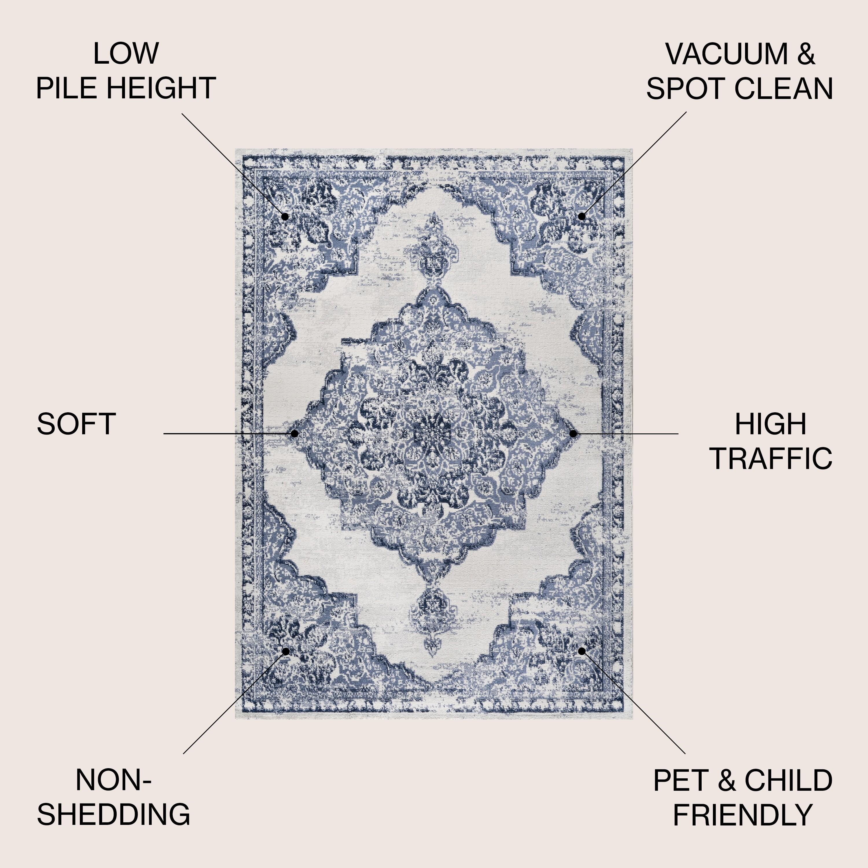 8'x10' Alhambra Ornate Medallion Modern Area Rug, Light Blue/Ivory - JONATHAN Y
