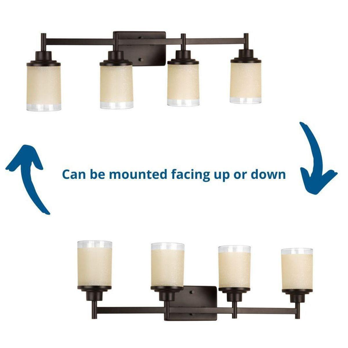Progress Lighting Alexa Collection 4-Light Bath Fixture, Antique Bronze, White Linen Glass Shade