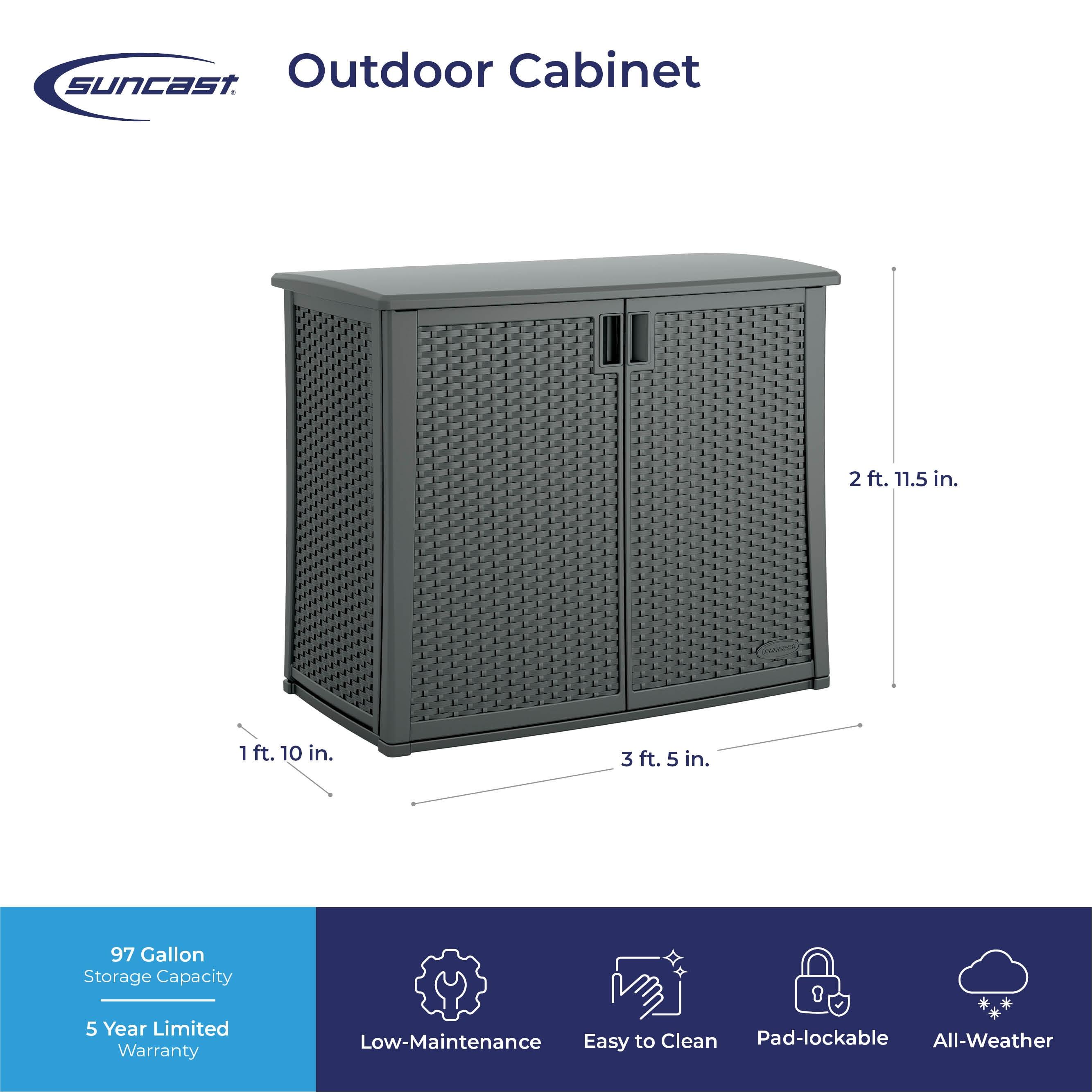 Suncast Suncast 97 Gallon Resin Lockable Cabinet Deck Box in Gray