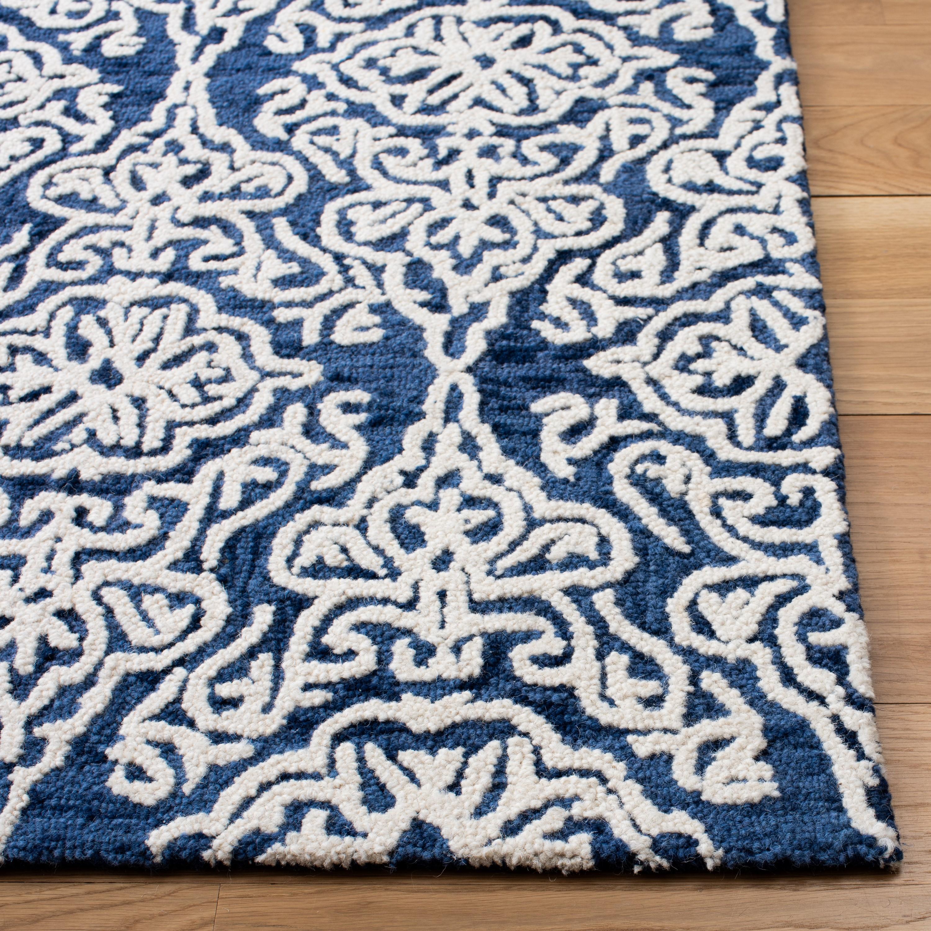 Blossom BLM112 Hand Tufted Indoor Accent Rug - Navy/Ivory - 2'x3' - Safavieh