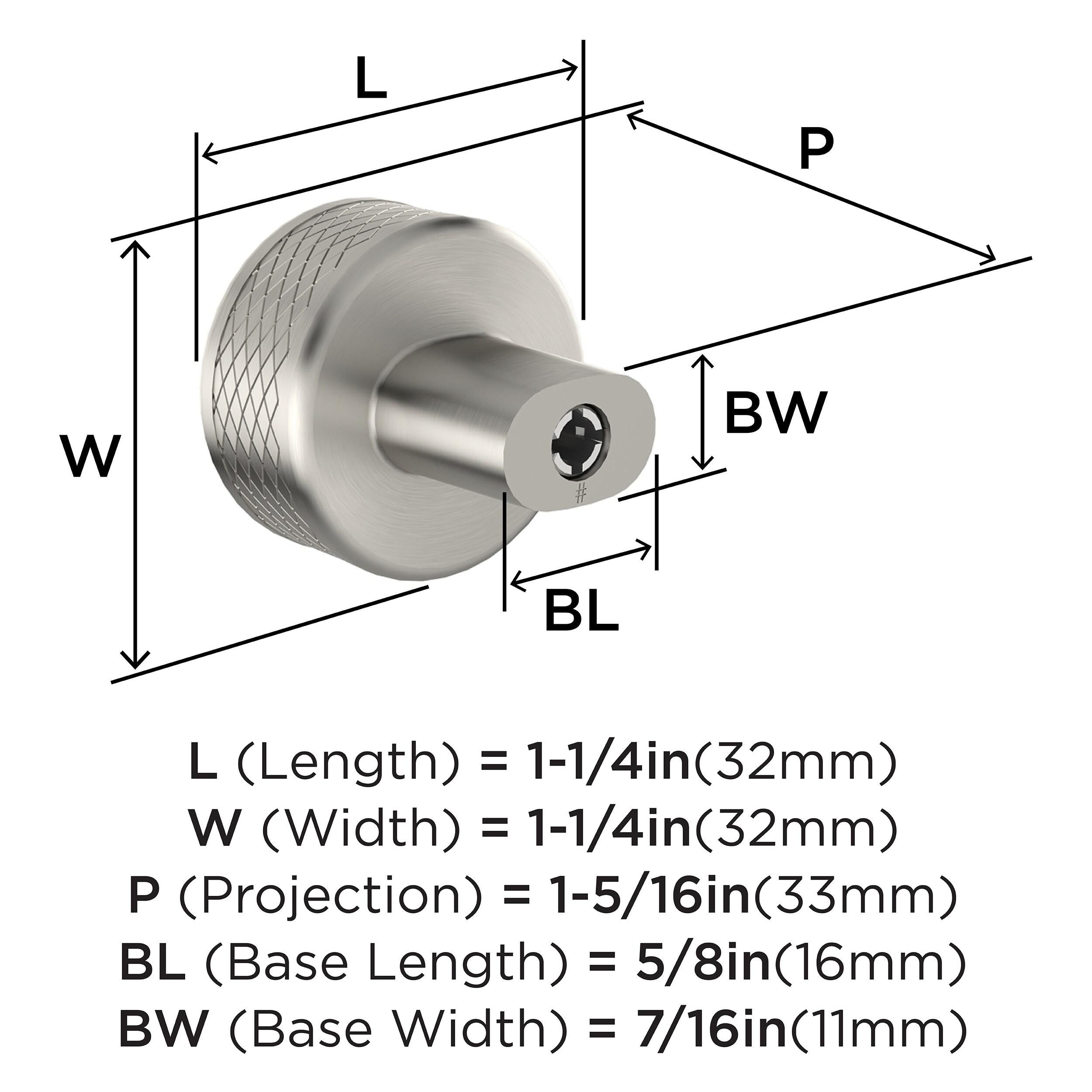 Amerock Bronx 1-1/4 inch (32mm) Diameter Satin Nickel Cabinet Knob