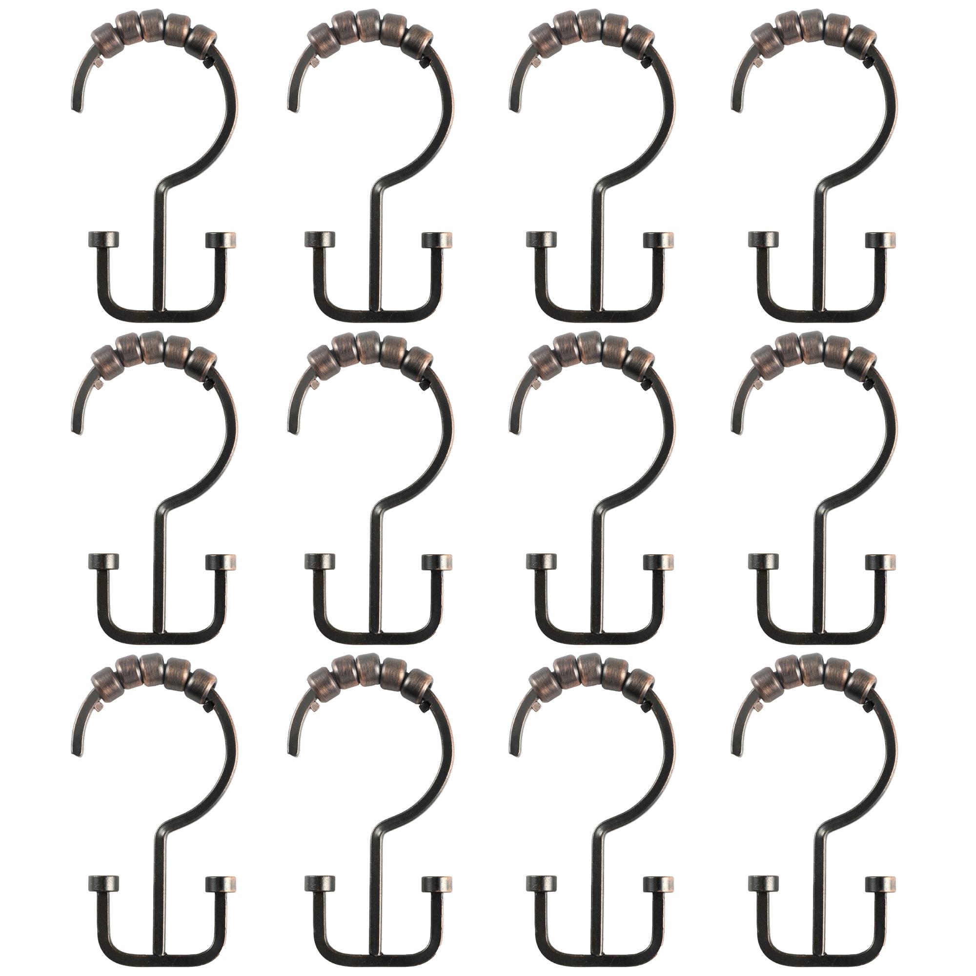 Utopia Alley Shower Hooks - Double Shower Curtain Rings for Bathroom - Rust Resistant Shower Curtain Hooks for Shower Curtain or Liner - Double Shower Curtain Hooks - Set of 12, Oil Rubbed Bronze
