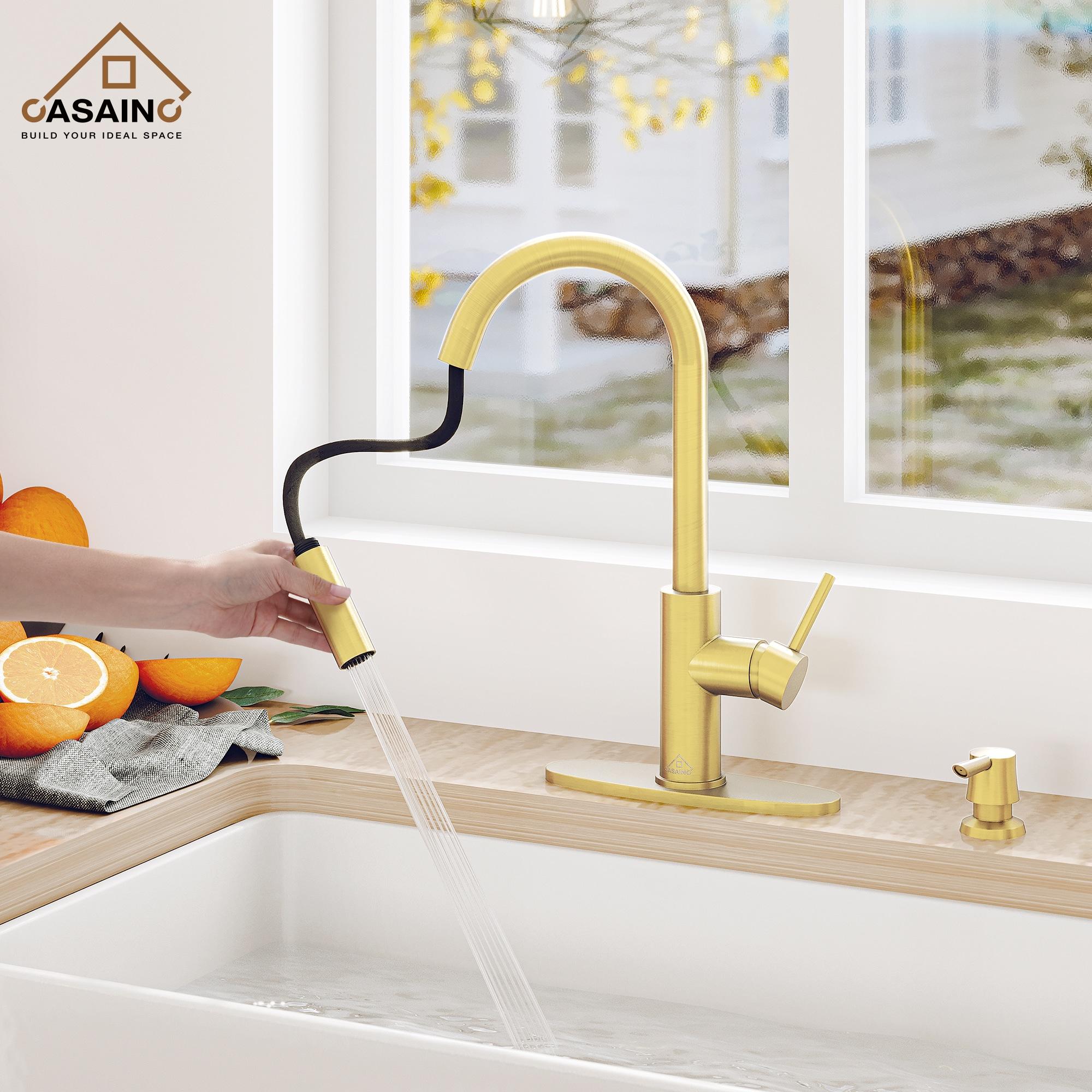 Willow Single-Handle Pull Down Sprayer Kitchen Faucet with Infrared Sensor, Soap Dispenser and Deck Plate