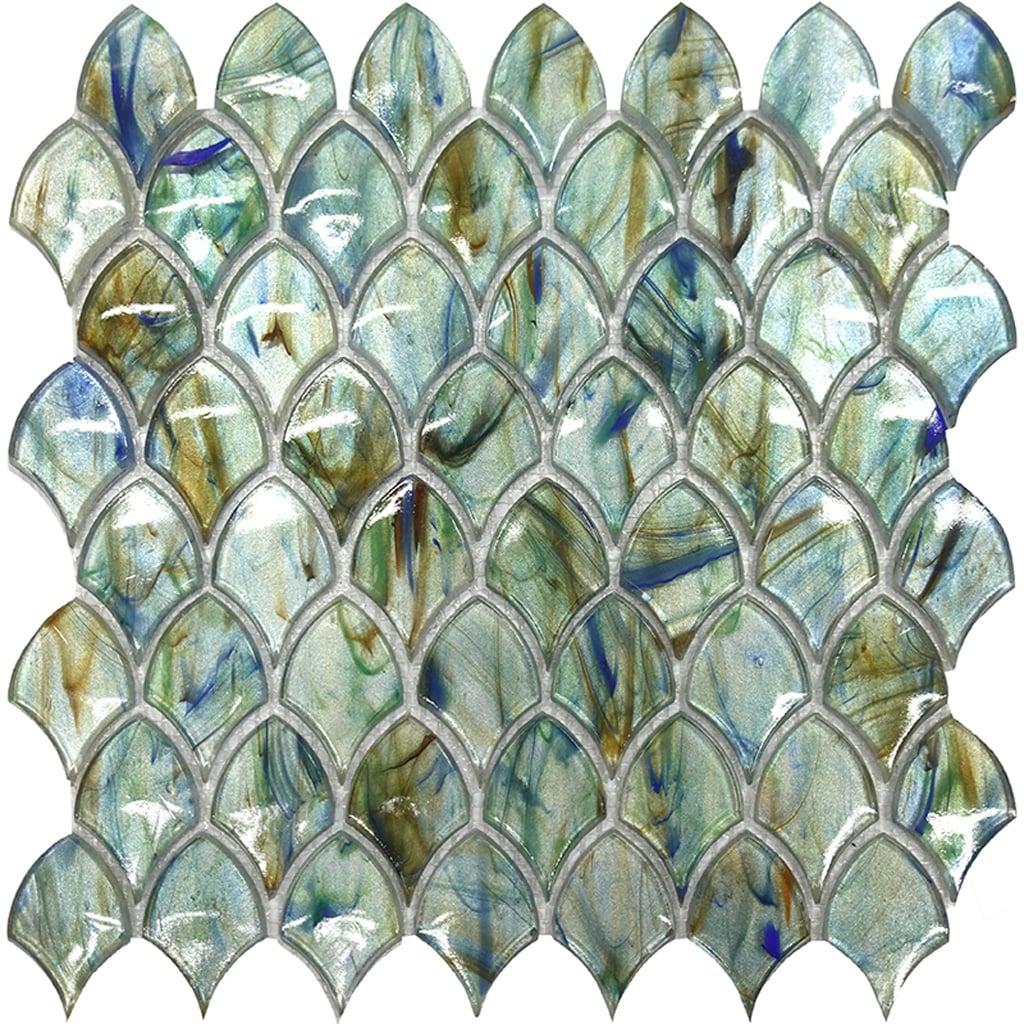 Majeste 0.5" x 2" Glass Fish Scale Mosaic Wall & Floor Tile