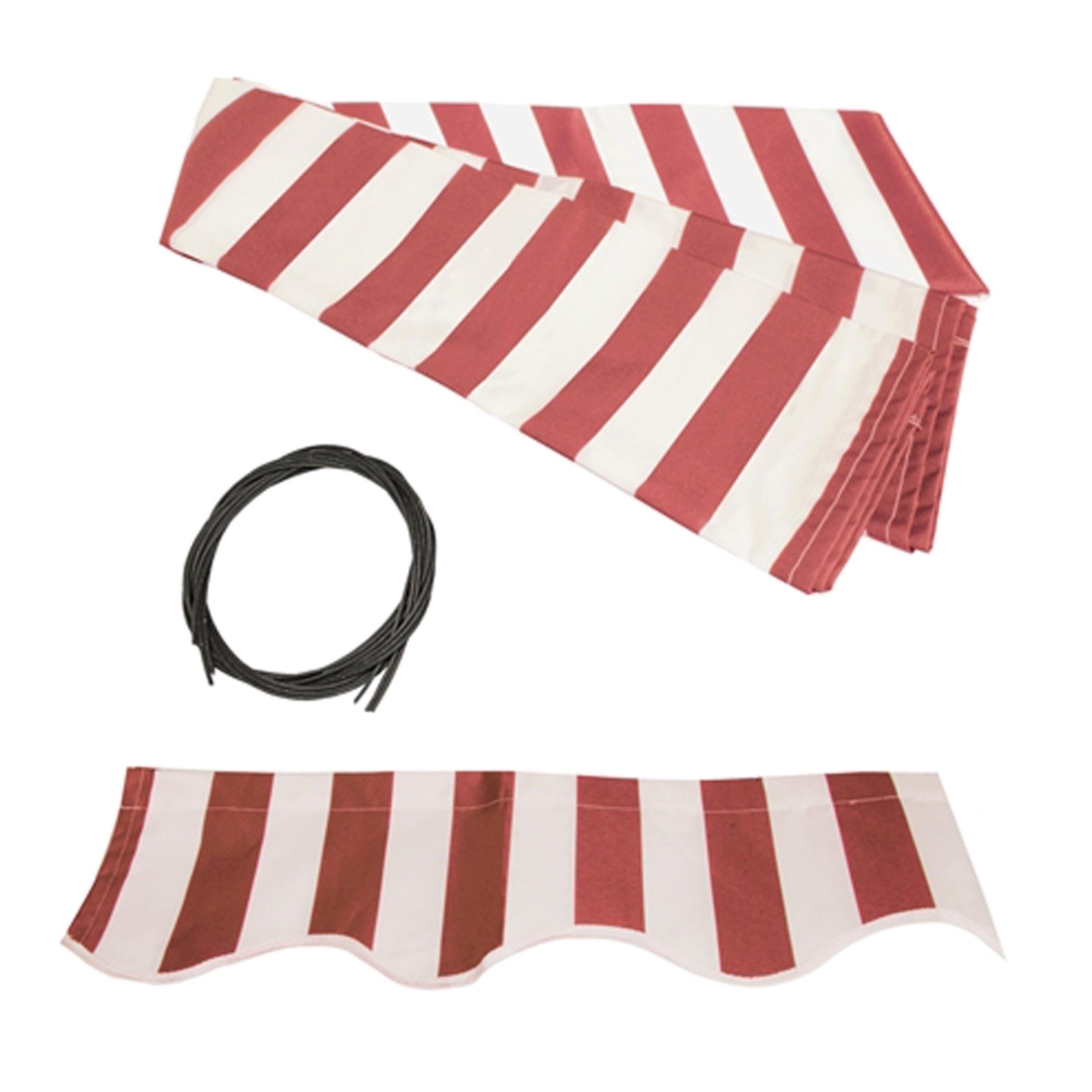 ALEKO 20' x 10' Retractable Motorized Black Frame Patio Awning, Red and White Striped Color