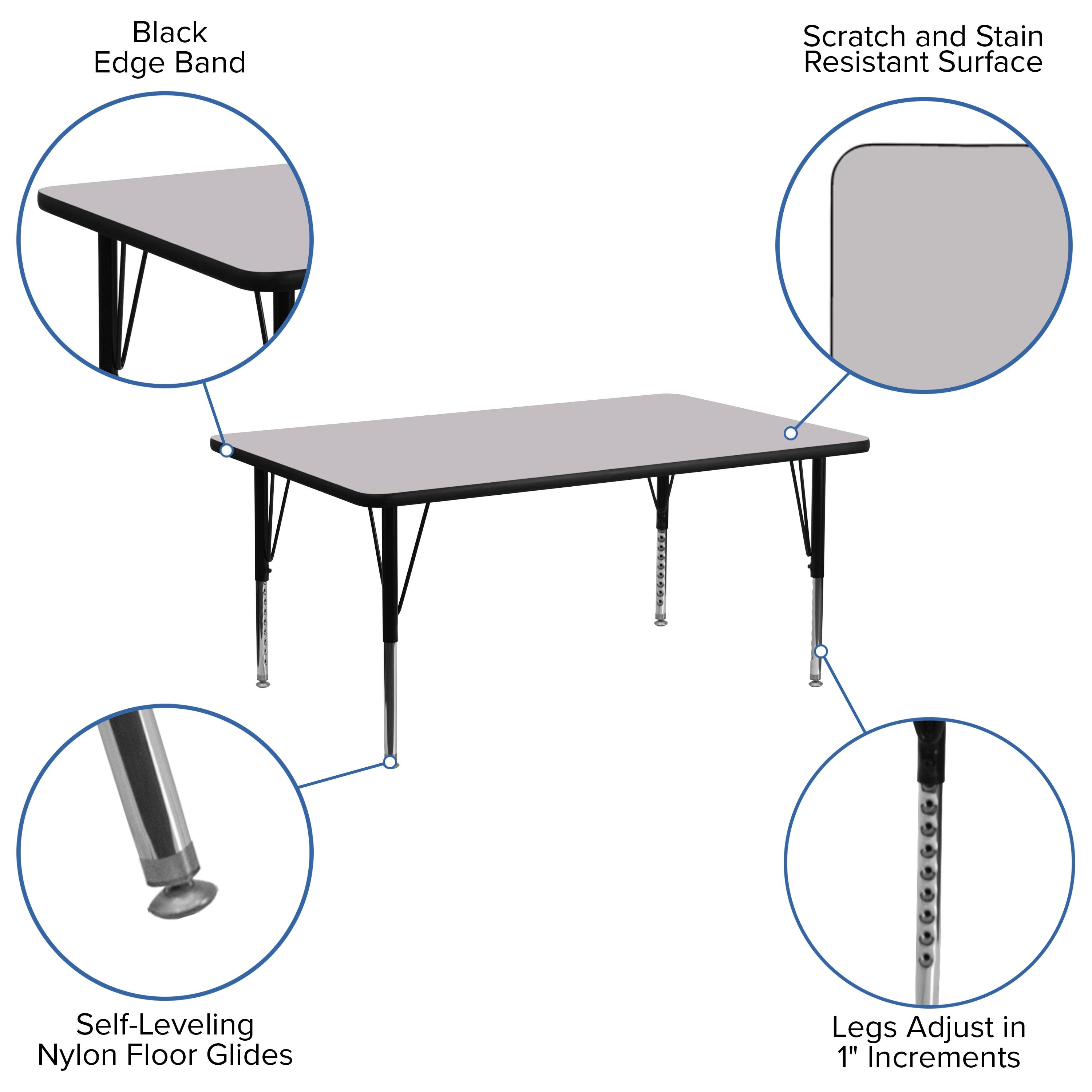 Goddard 24''W x 48''L Rectangular HP Laminate Activity Table - Adjustable Legs