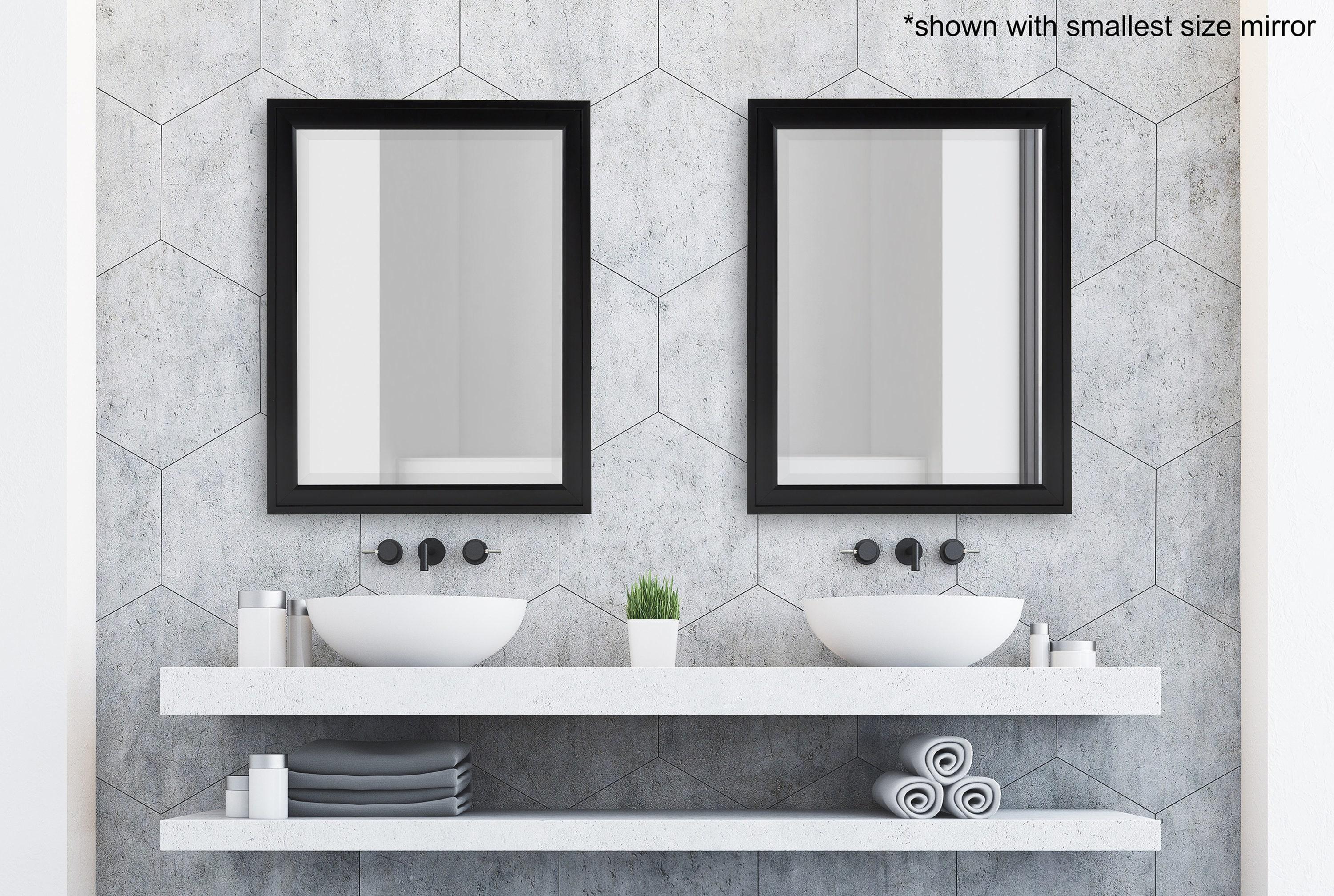 28" x 40" Bosc Framed Wall Mirror Black - DesignOvation: Modern Rectangular Decor, No Assembly Required