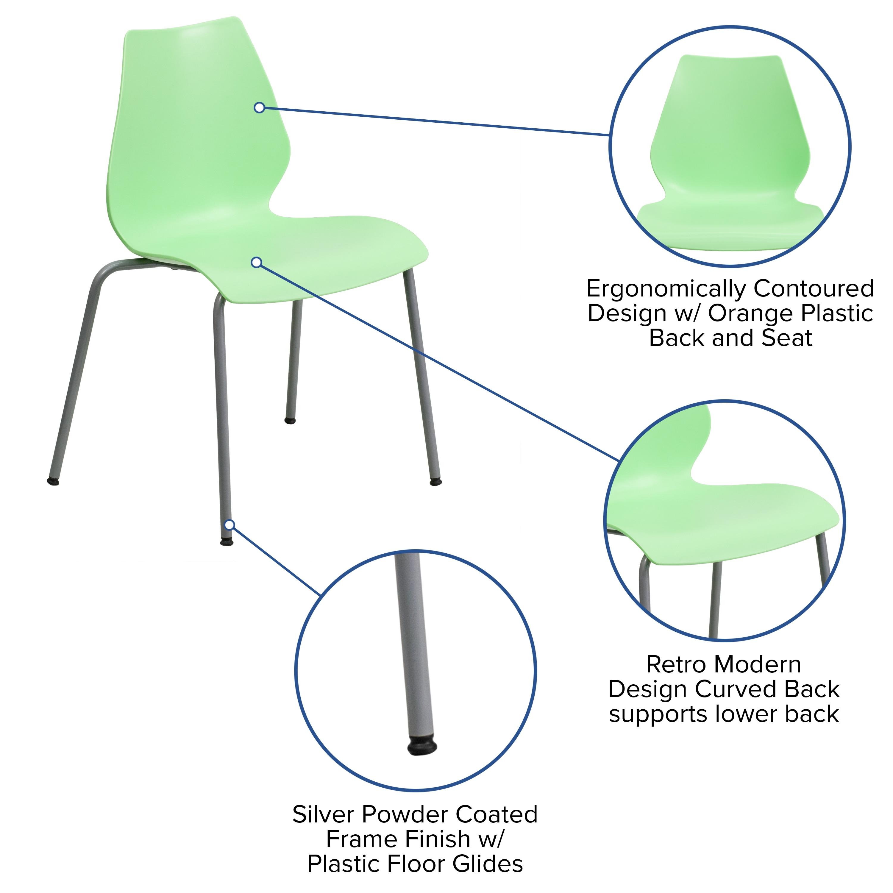 BizChair 770 lb. Capacity Green Stack Chair with Lumbar Support and Silver Frame