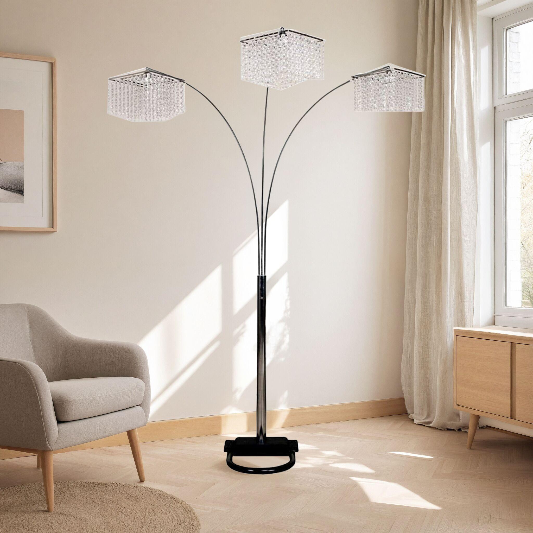 Ore International Inc. 3-Crystal Inspirational Floor Lamp in Gray Color