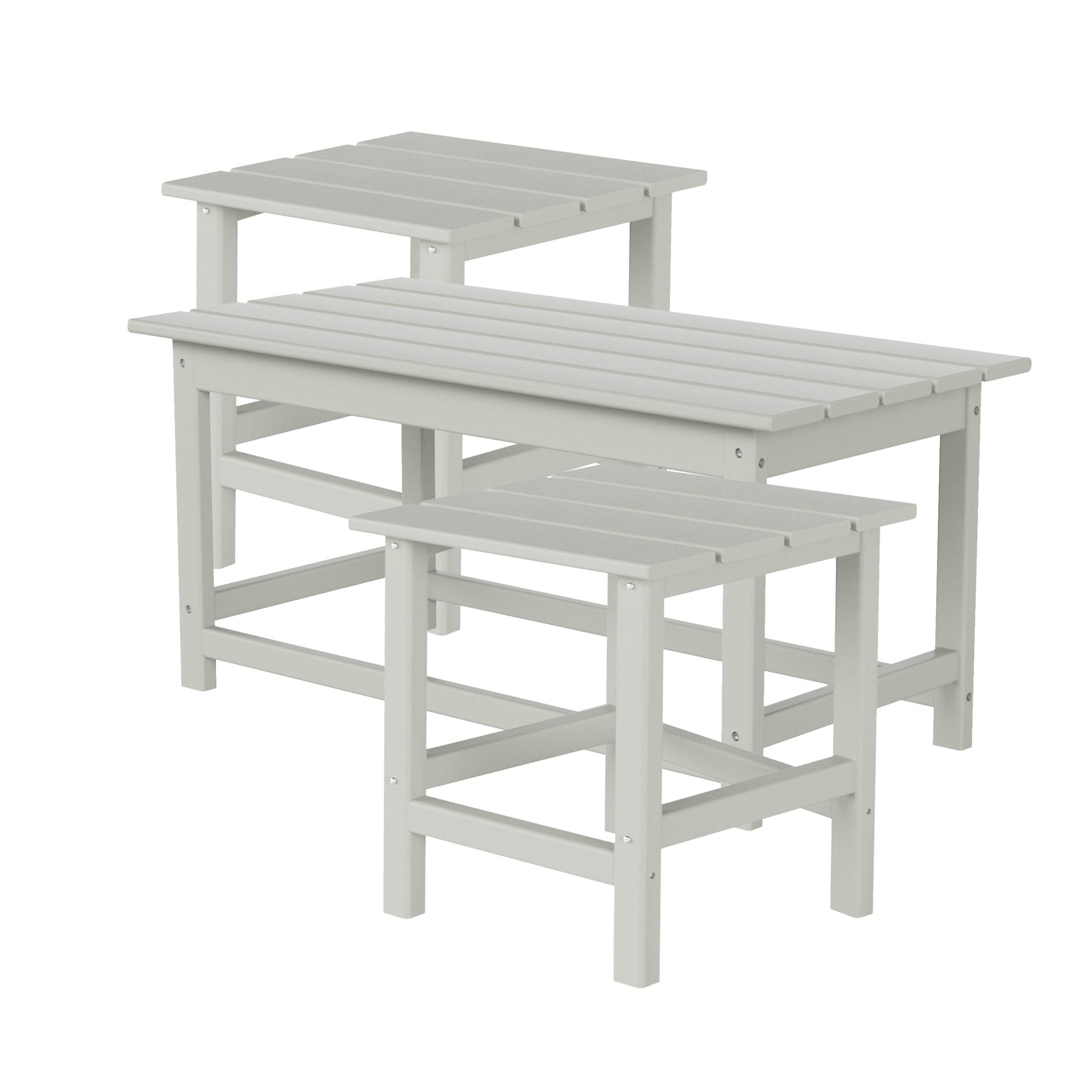 Polytrends  Laguna Hdpe All Weather Outdoor Patio Coffee And Side Tables (3-Piece Set) Sand