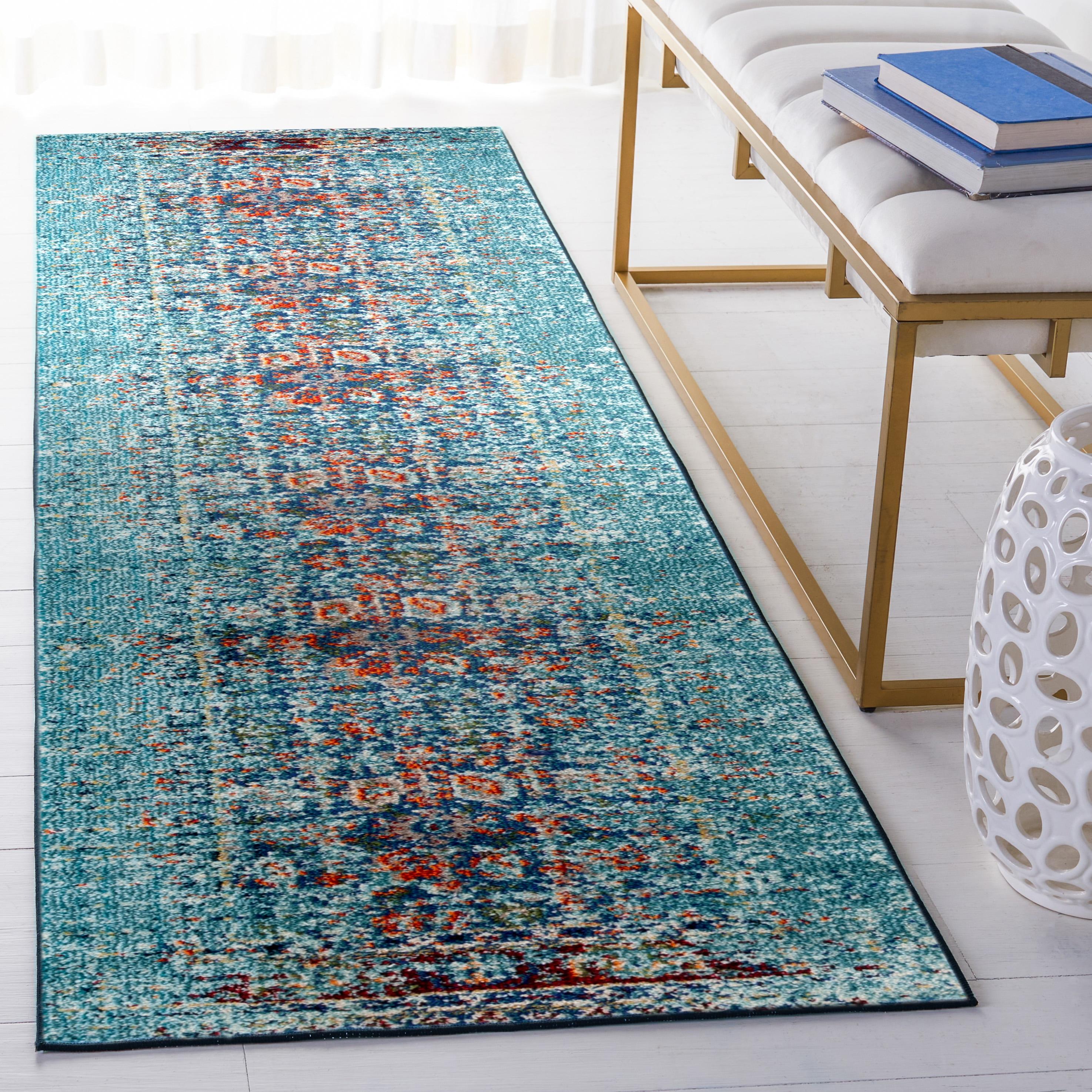 Monaco MNC208 Power Loomed Indoor Runner Rug - Blue/Multi - 2'2"x10' - Safavieh