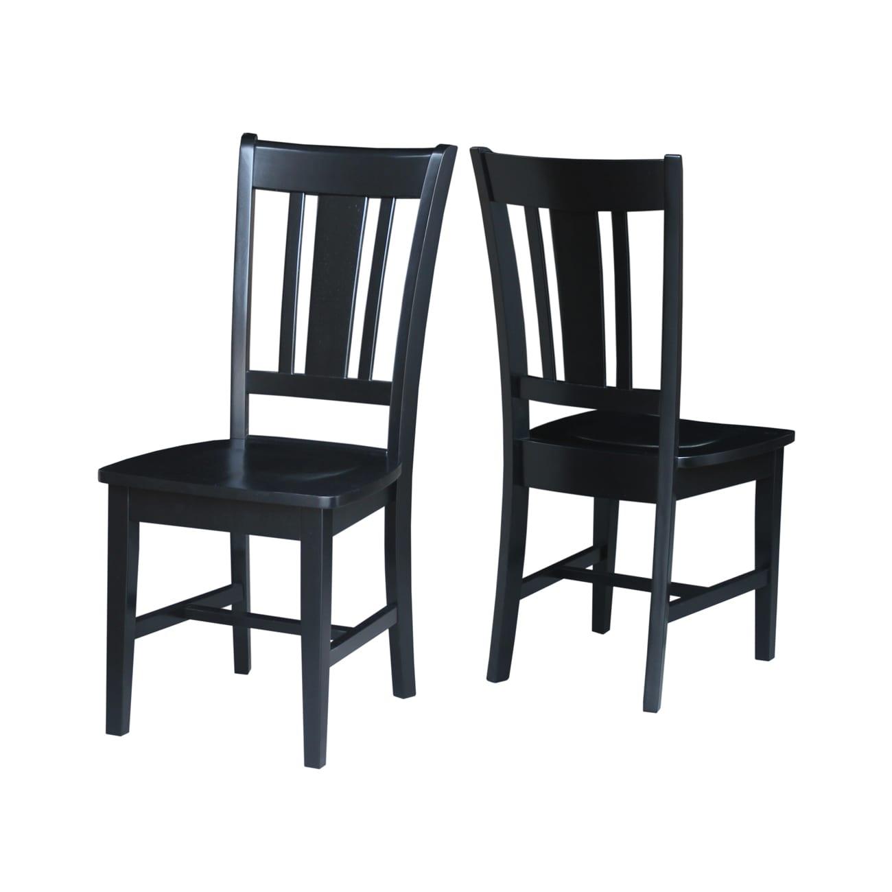 International Concepts Set of 2 San Remo Splatback Chairs Jet Black: Rubberwood Frame, Armless Design