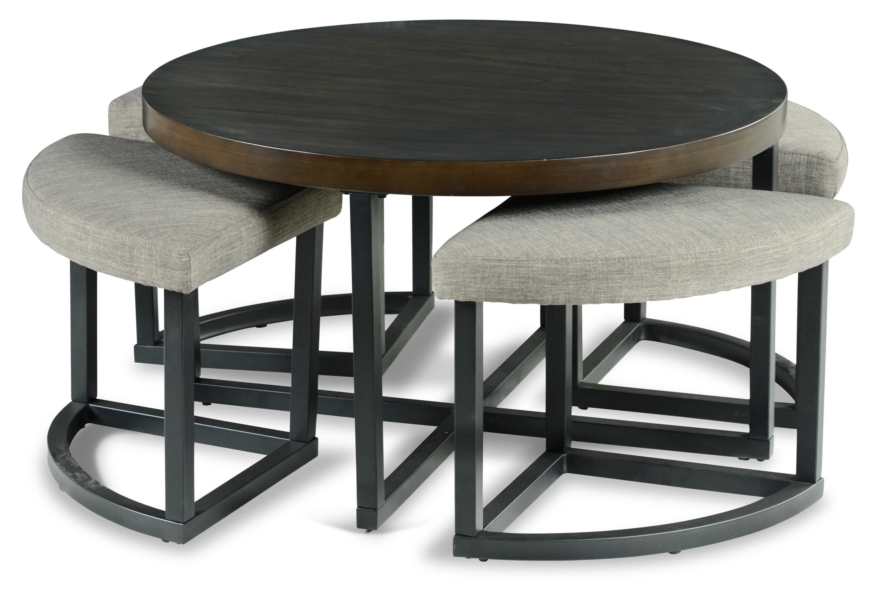 17 Stories Stannos 36" Round Coffee Table with 4 Stools