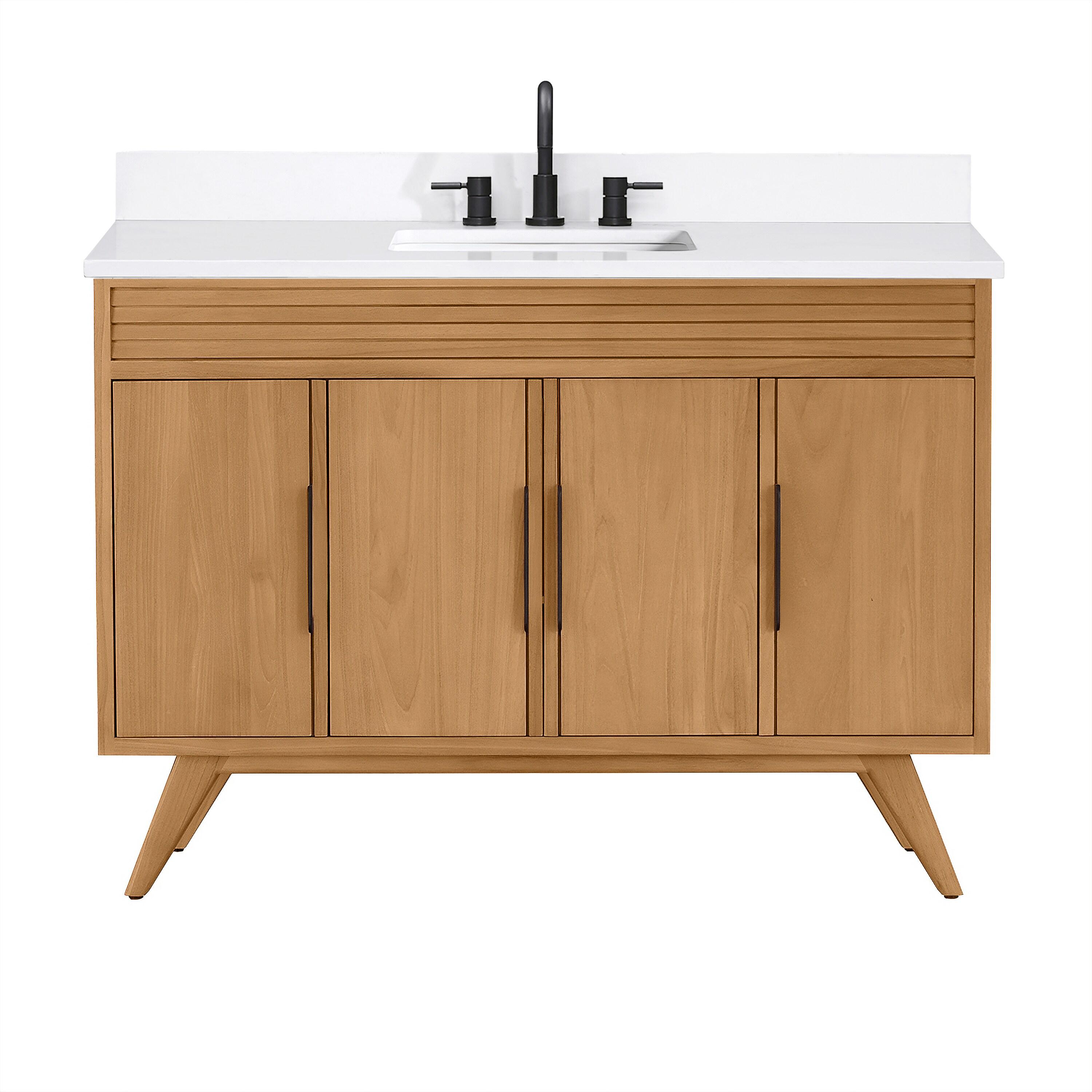 Taylor 48 in. Single Natural Teak Bathroom Vanity with Quartz Top