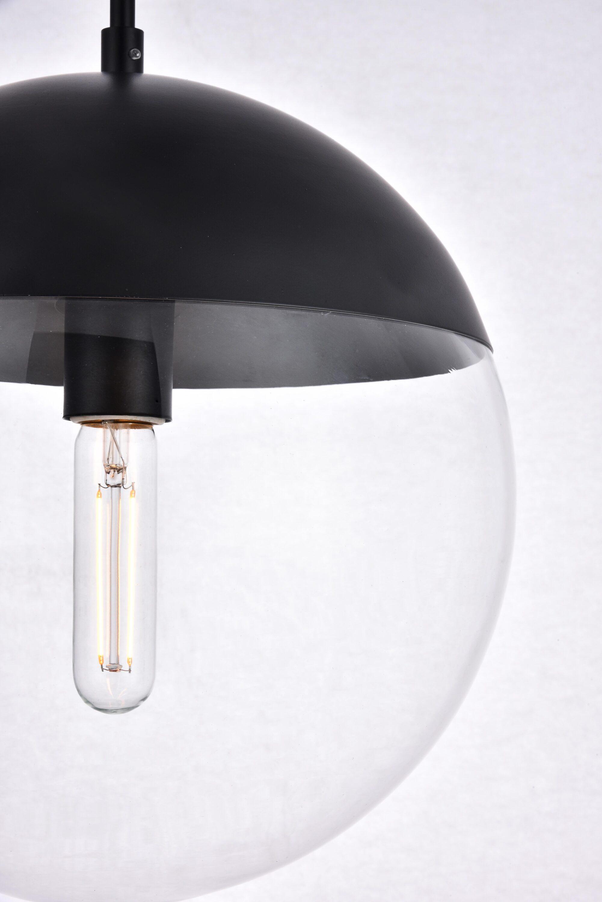 Elegant Lighting Eclipse 1 Light Black Pendant With Clear Glass
