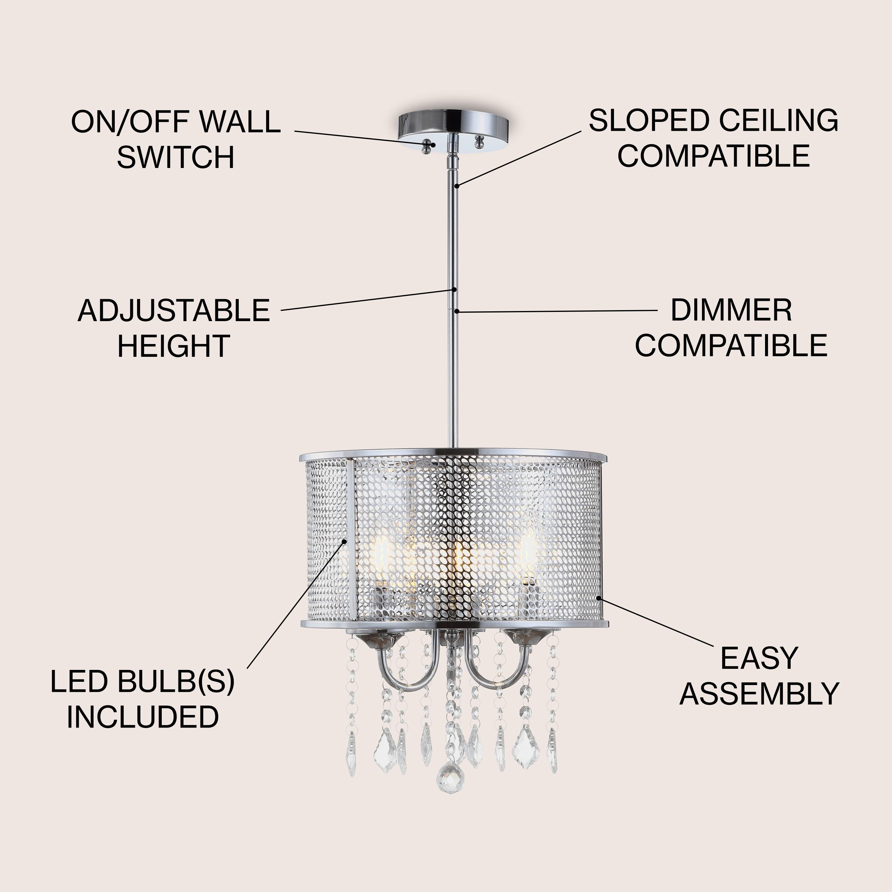 Avah 13" Chrome Polished Crystal Globe LED Pendant