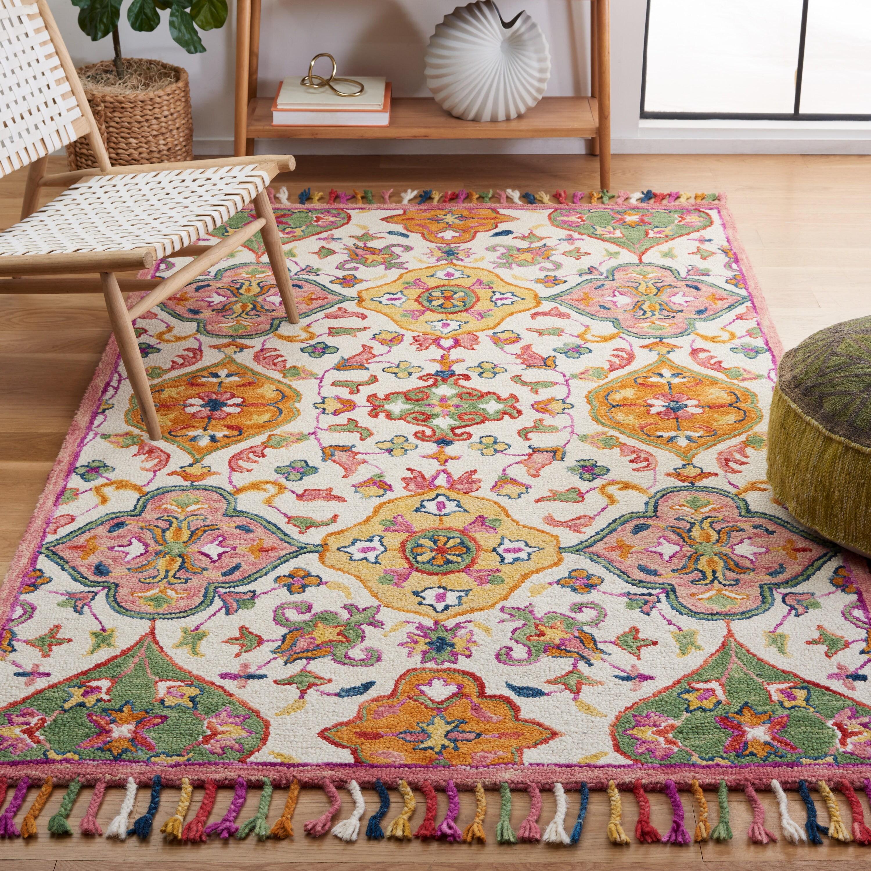 Blossom BLM456 Hand Tufted Area Rug - Ivory/Multi - 4'x6' - Safavieh.