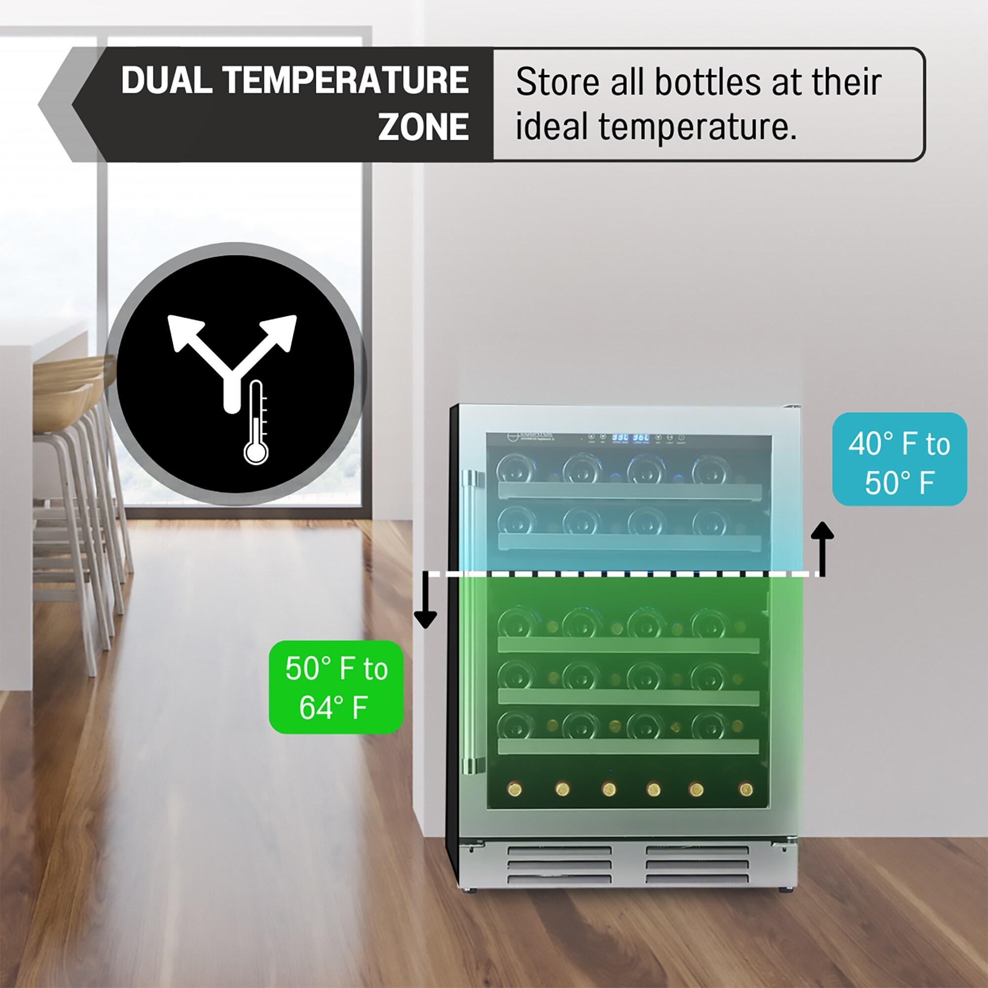Equator Advanced Appliances Dual Zone 52-Bottle Free Standing/Built-in Wine Cooler Stainless 110V
