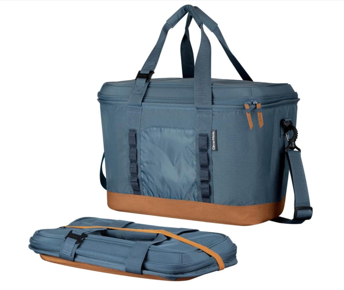 Rebrilliant Collapsible Insulated Cooler Bag – 50 Can Leakproof Soft Cooler For Beach, Travel, Car – Shoulder Strap, Bottle Opener (Ocean)