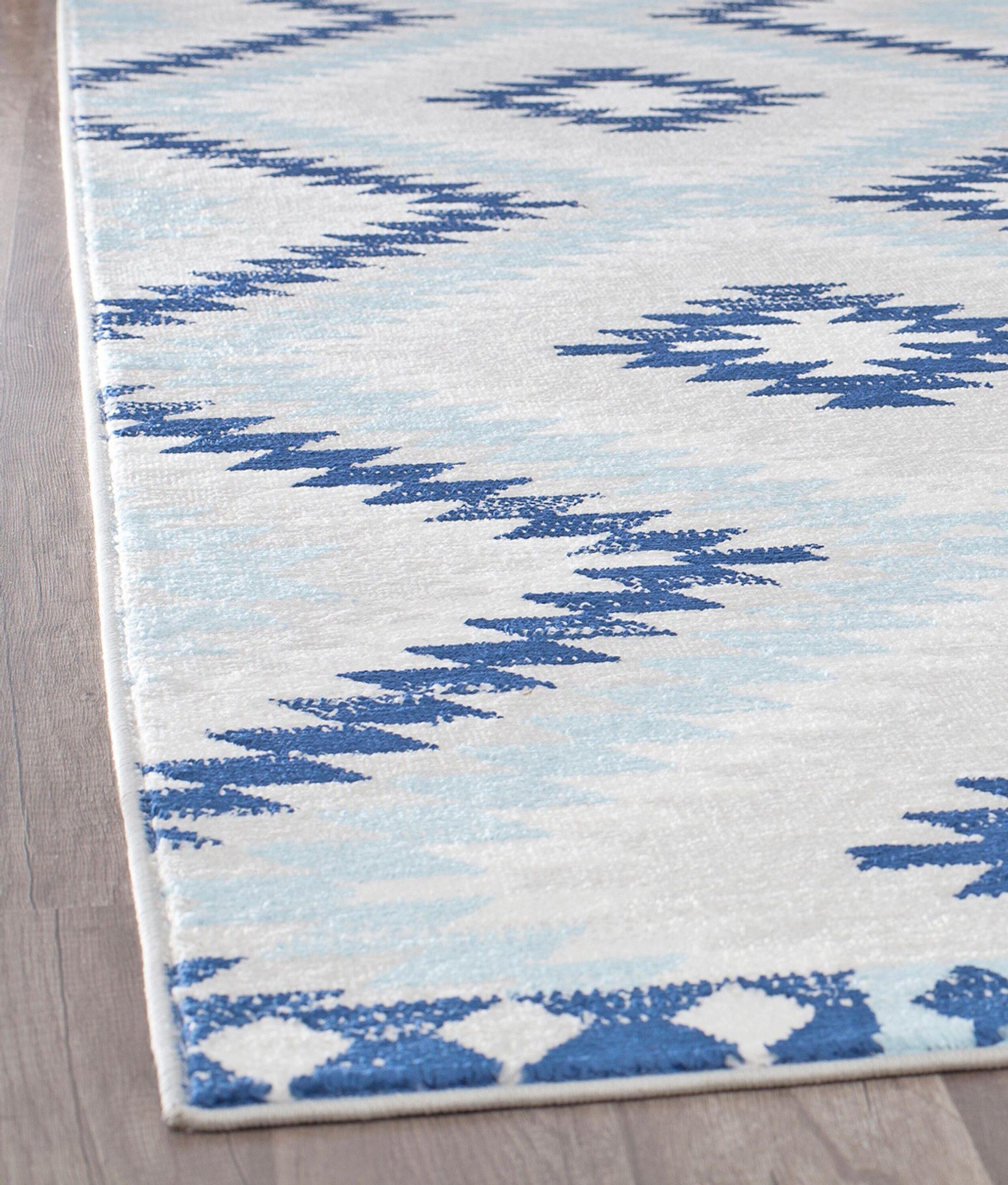 Bodrum Tribal Ice Blue Area Rug