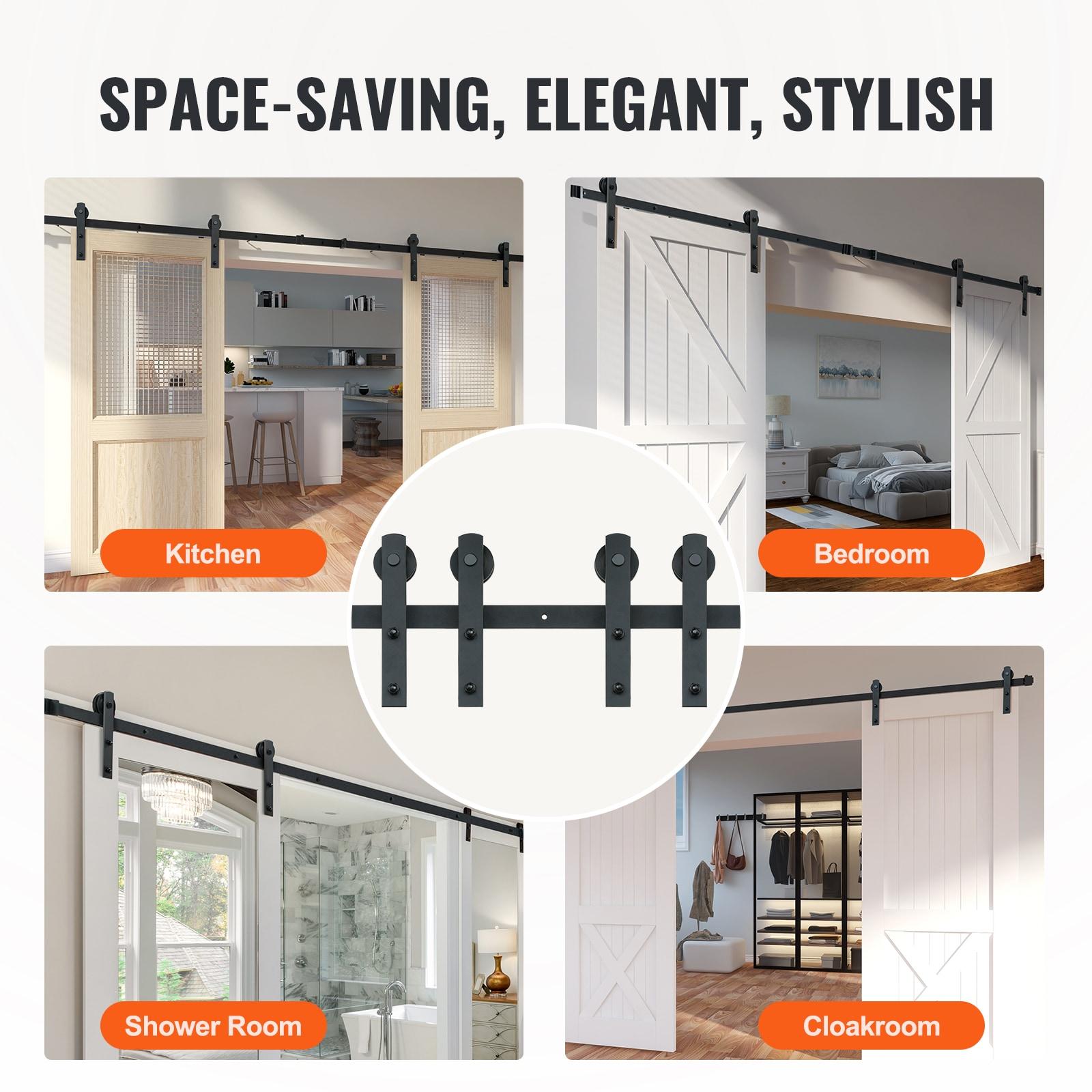 VEVOR Black Steel Single Door Barn Door Hardware Kit Standard Single