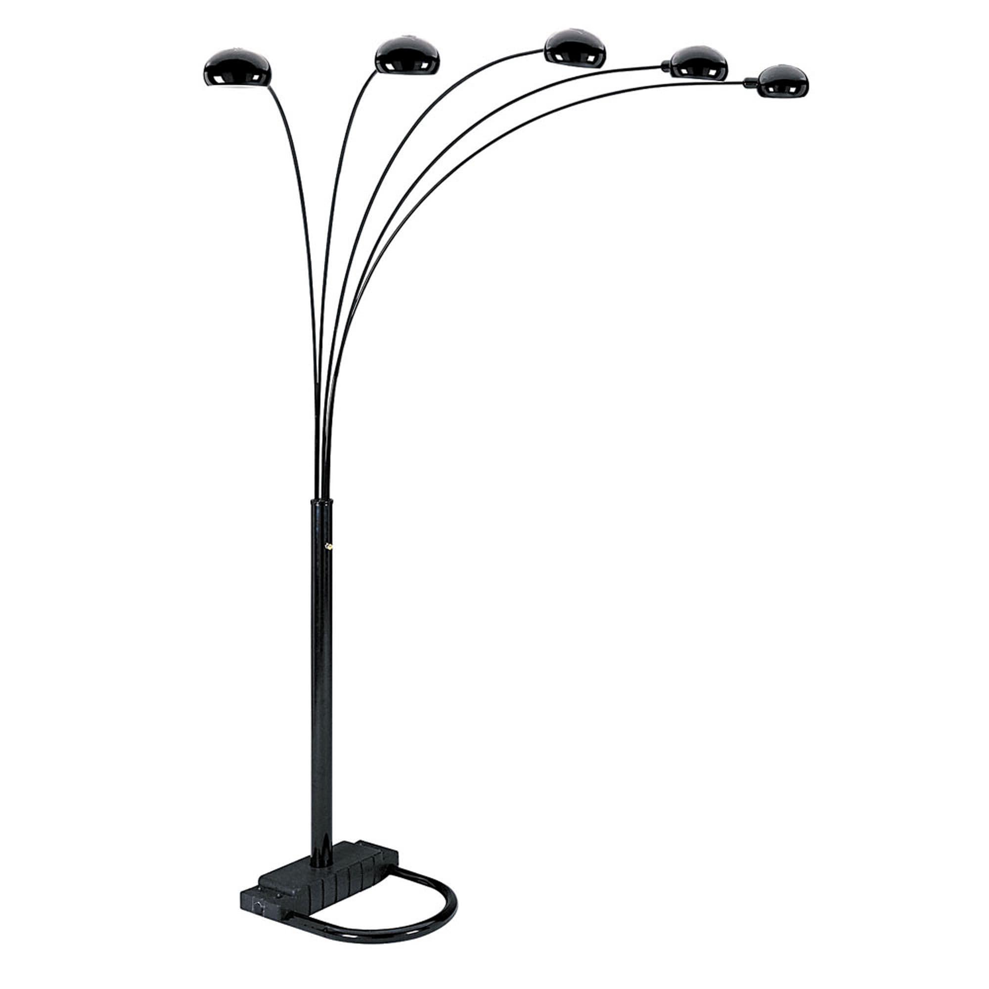 84" 5 Arm Arch Floor Lamp Black - Ore International: Modern Design, UL Listed