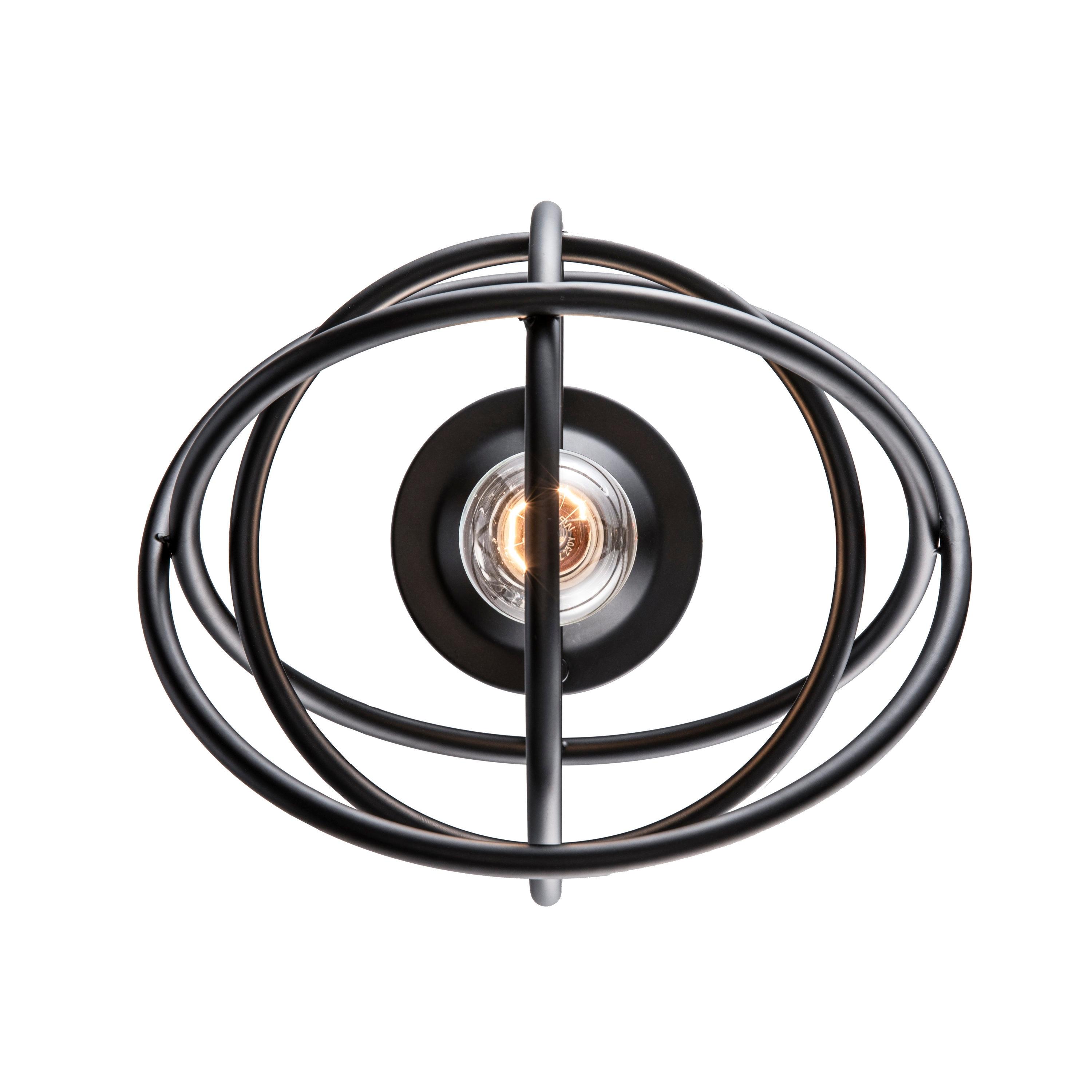 Viewridge 10 in. 1-Light Black Semi-Flush Mount Ceiling Light Fixture with Metal Globe Shade