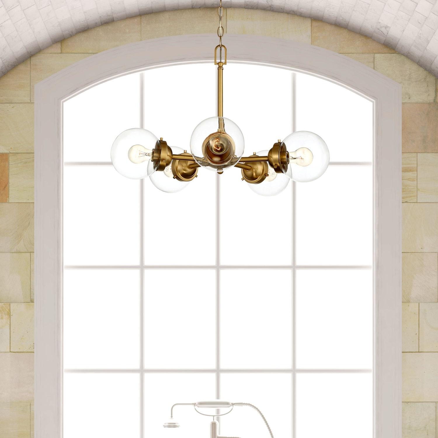 Knoll Vintage Warmth 26" Sputnik Chandelier in Brushed Gold